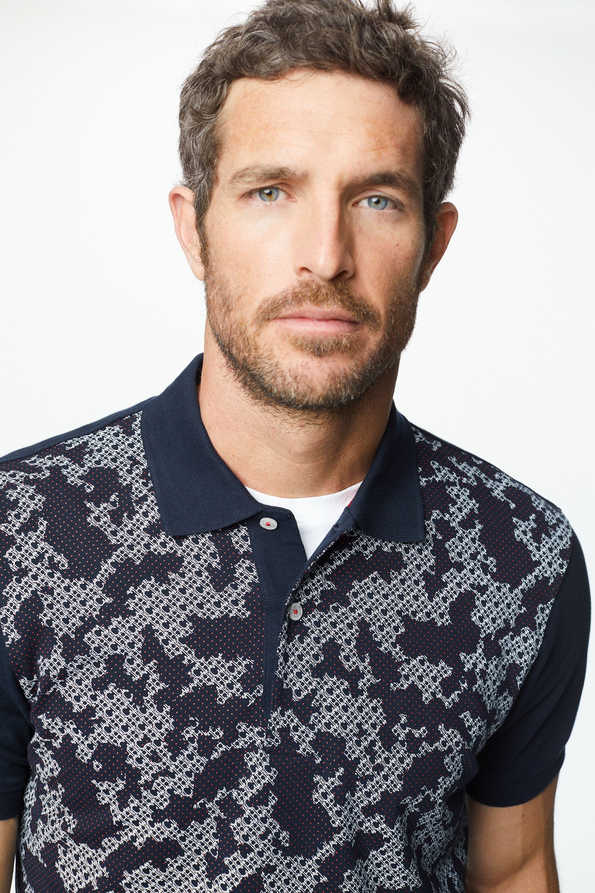Camo CH printed piqu polo shirt navy CH Carolina Herrera Ireland