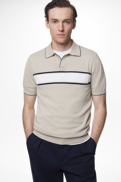 CH Intarsia Striped gassed cotton polo shirt
