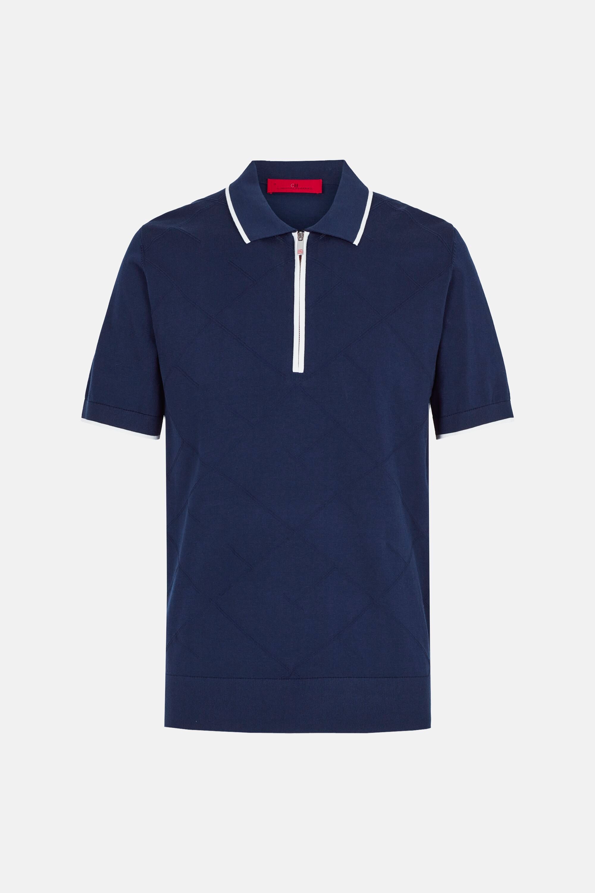 CH 2020 structured gassed cotton polo shirt navy - CH Carolina Herrera  United States | Poloshirts