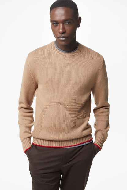 CH 2020 cotton jacquard sweater brown/ecru - CH Carolina Herrera