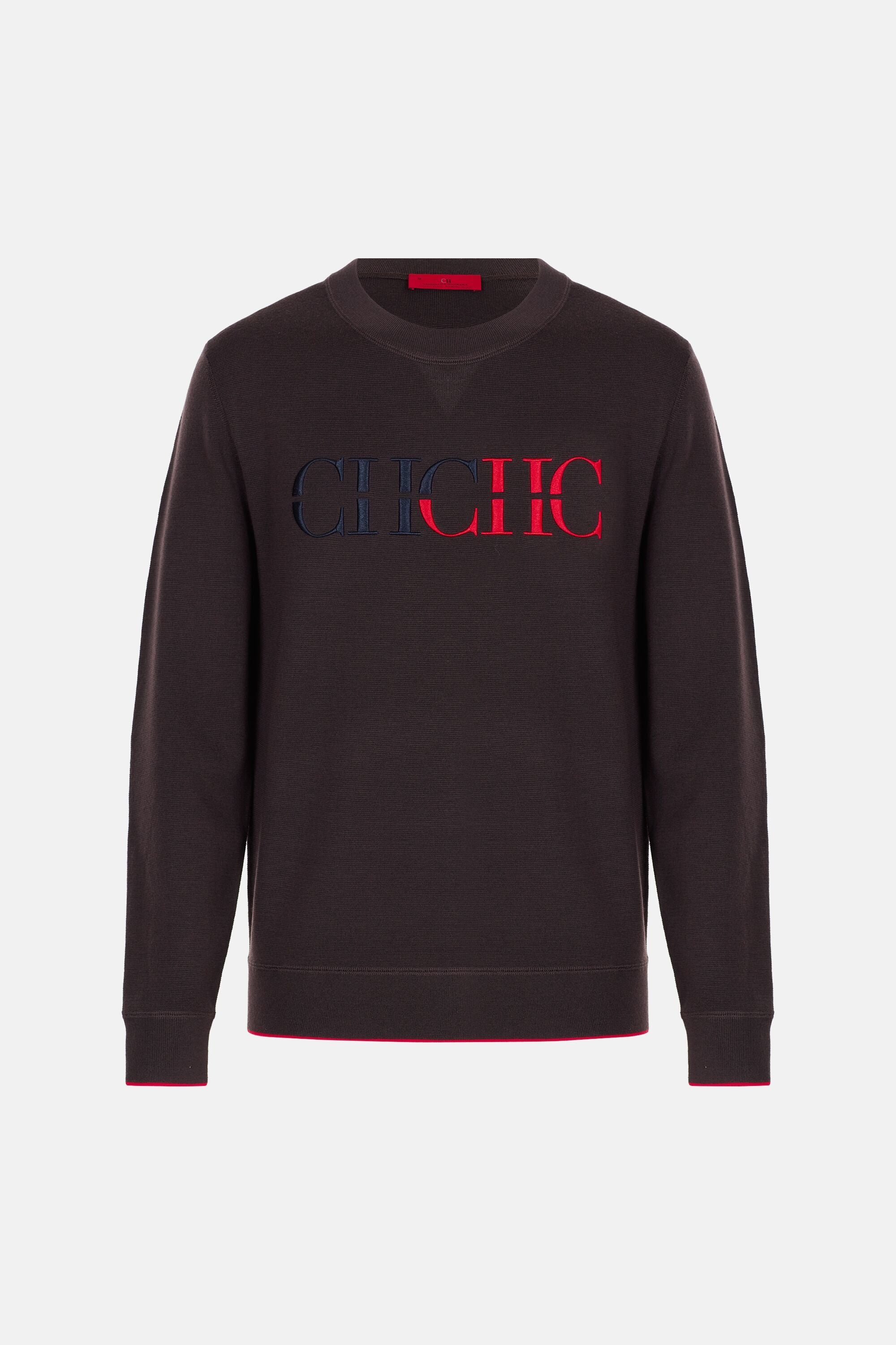 CH 2020 cotton jacquard sweater brown/ecru - CH Carolina Herrera
