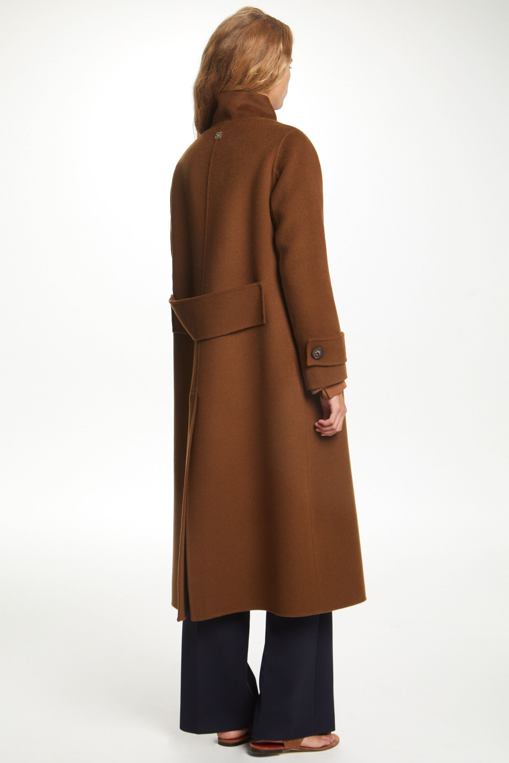 Double-faced wool double-breasted coat dark camel - CH Carolina