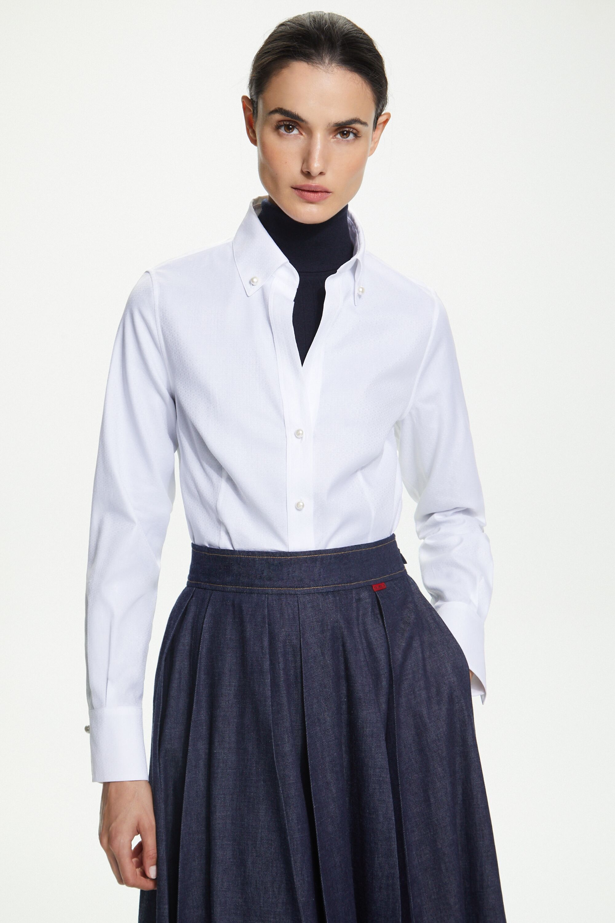 Jacquard poplin fitted shirt