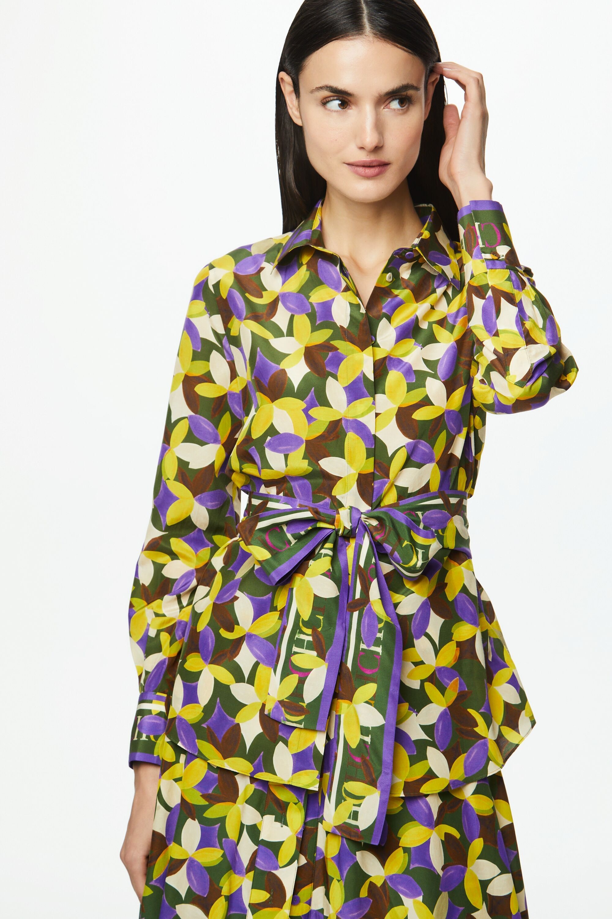 Printed silk and cotton straight-fit shirt