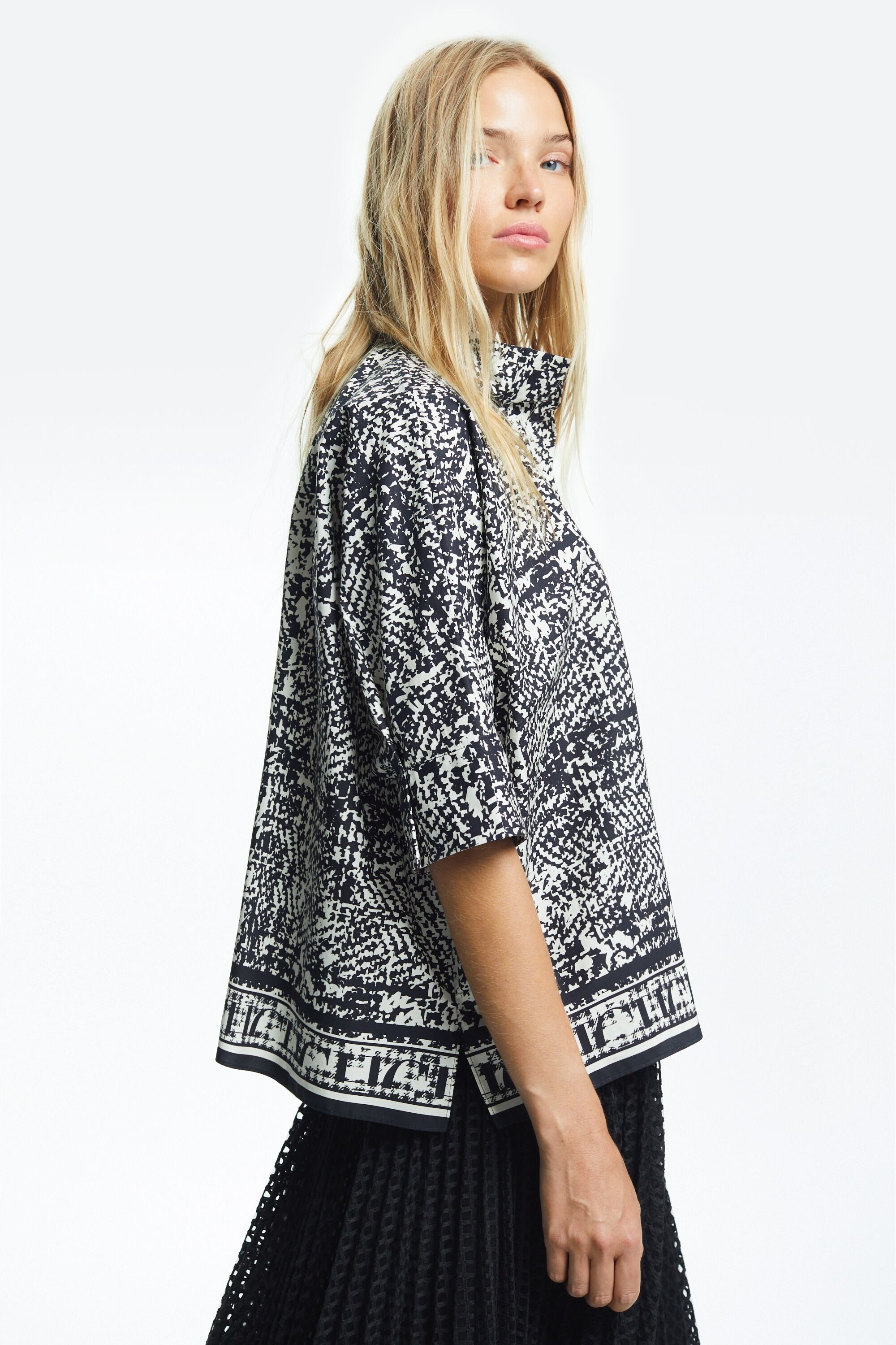 Printed poplin oversize shirt