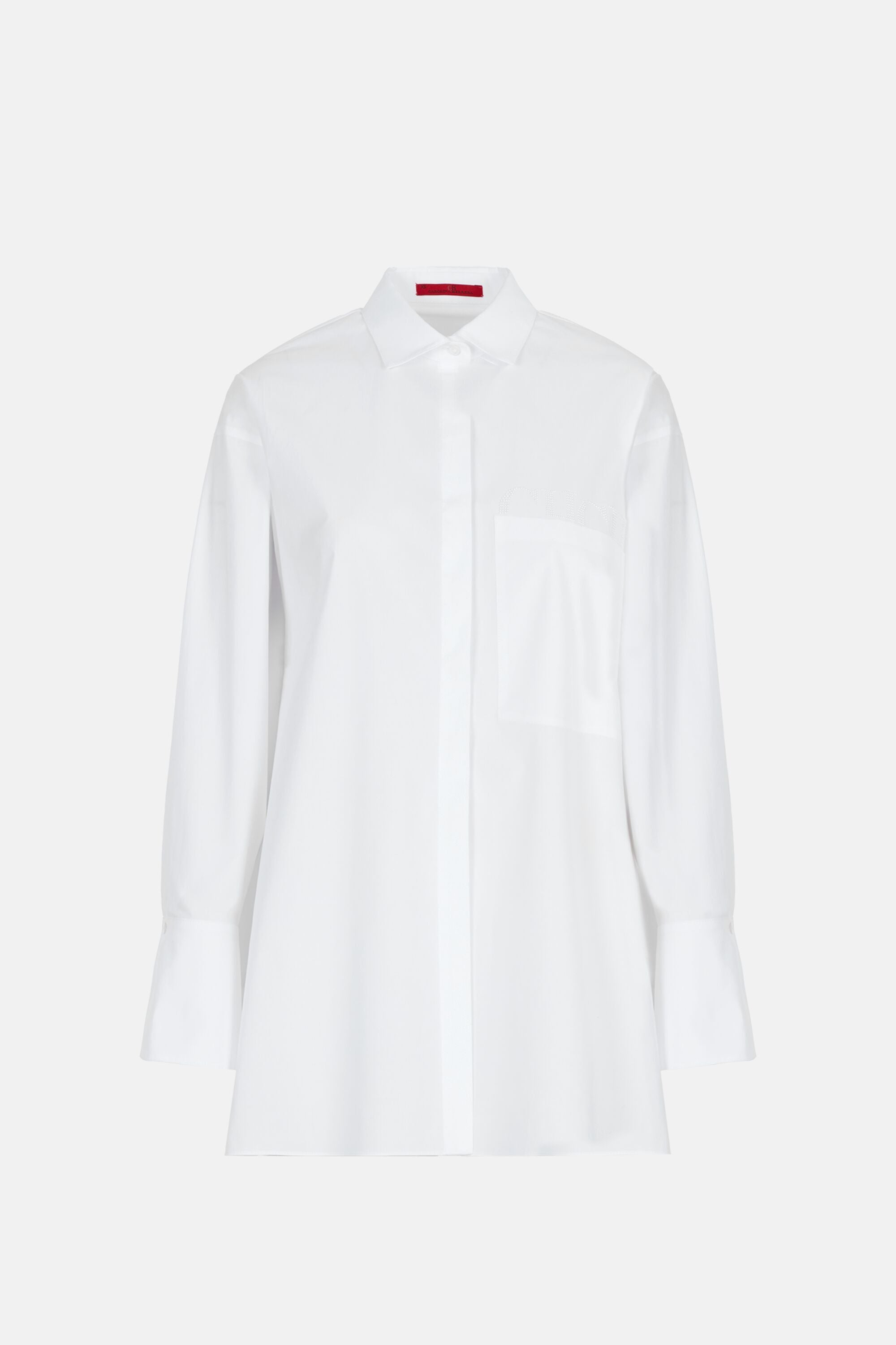 Pearl embroidered poplin oversize White Shirt white - CH Carolina 