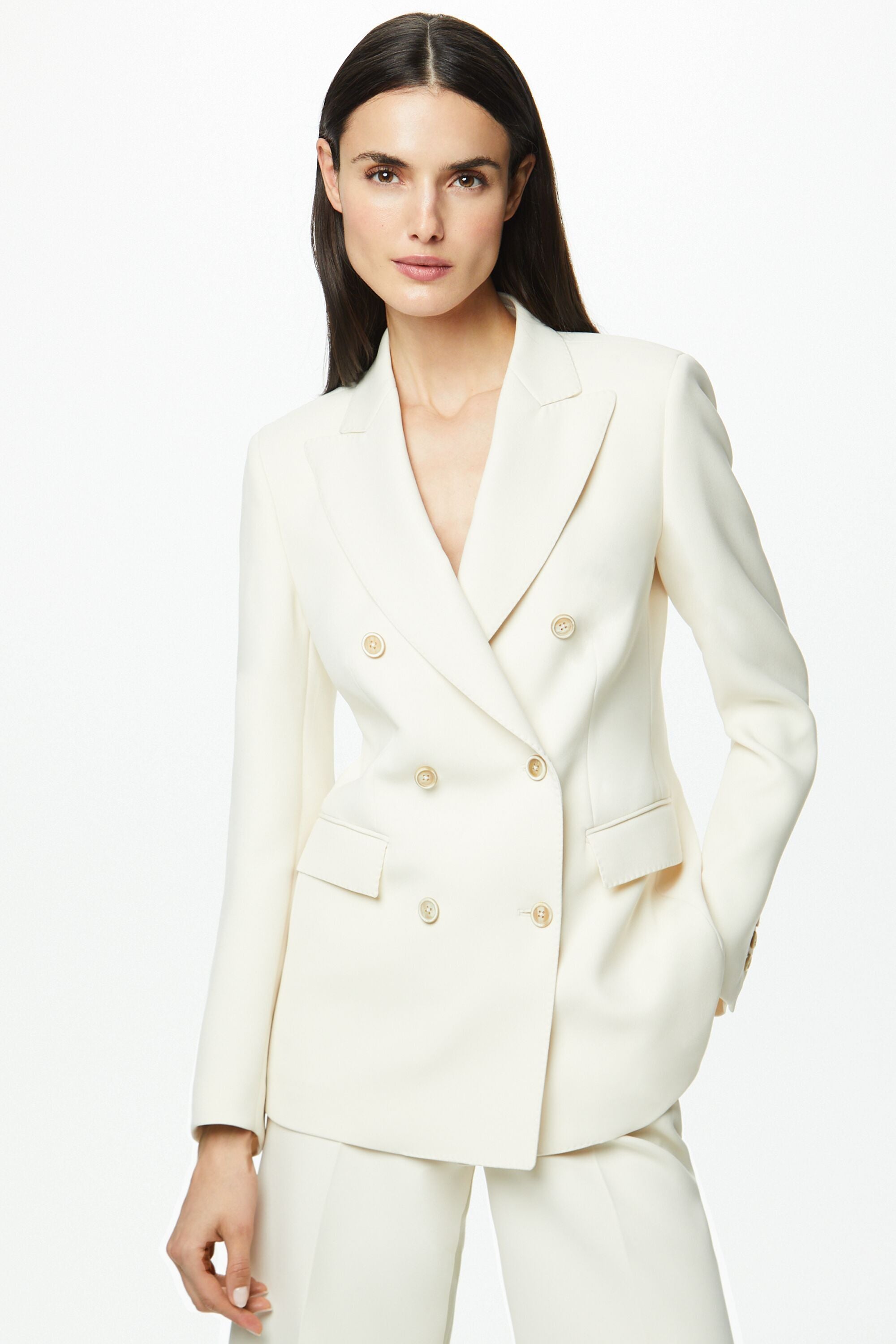 Carolina Herrera Double-Bonded Satin Suit Jacket