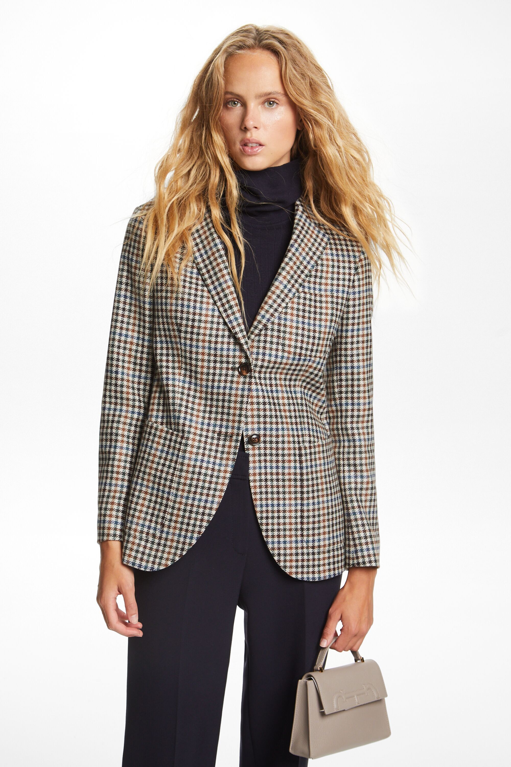 Harris check wool tailored suit jacket
