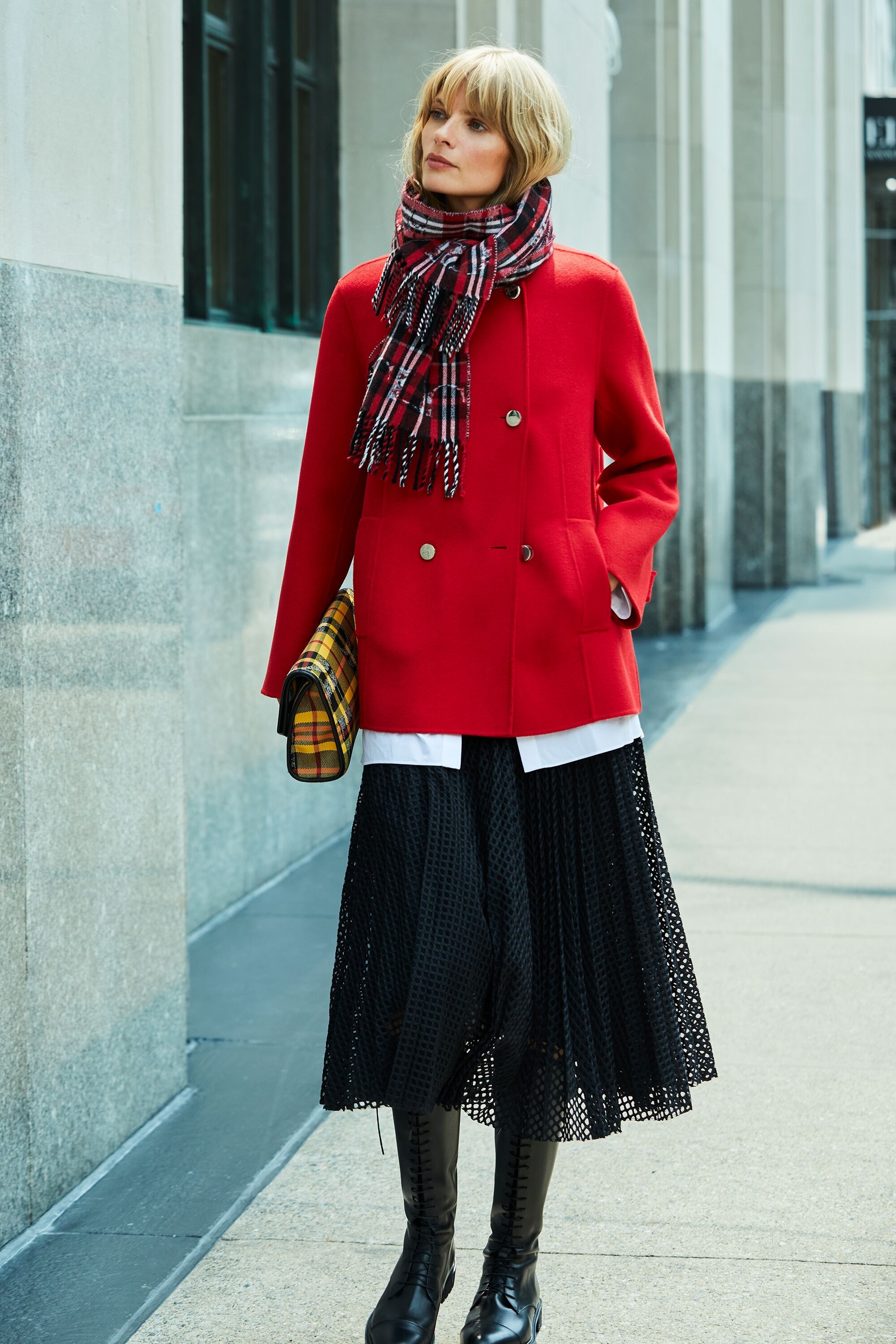 Double-breasted wool coat
