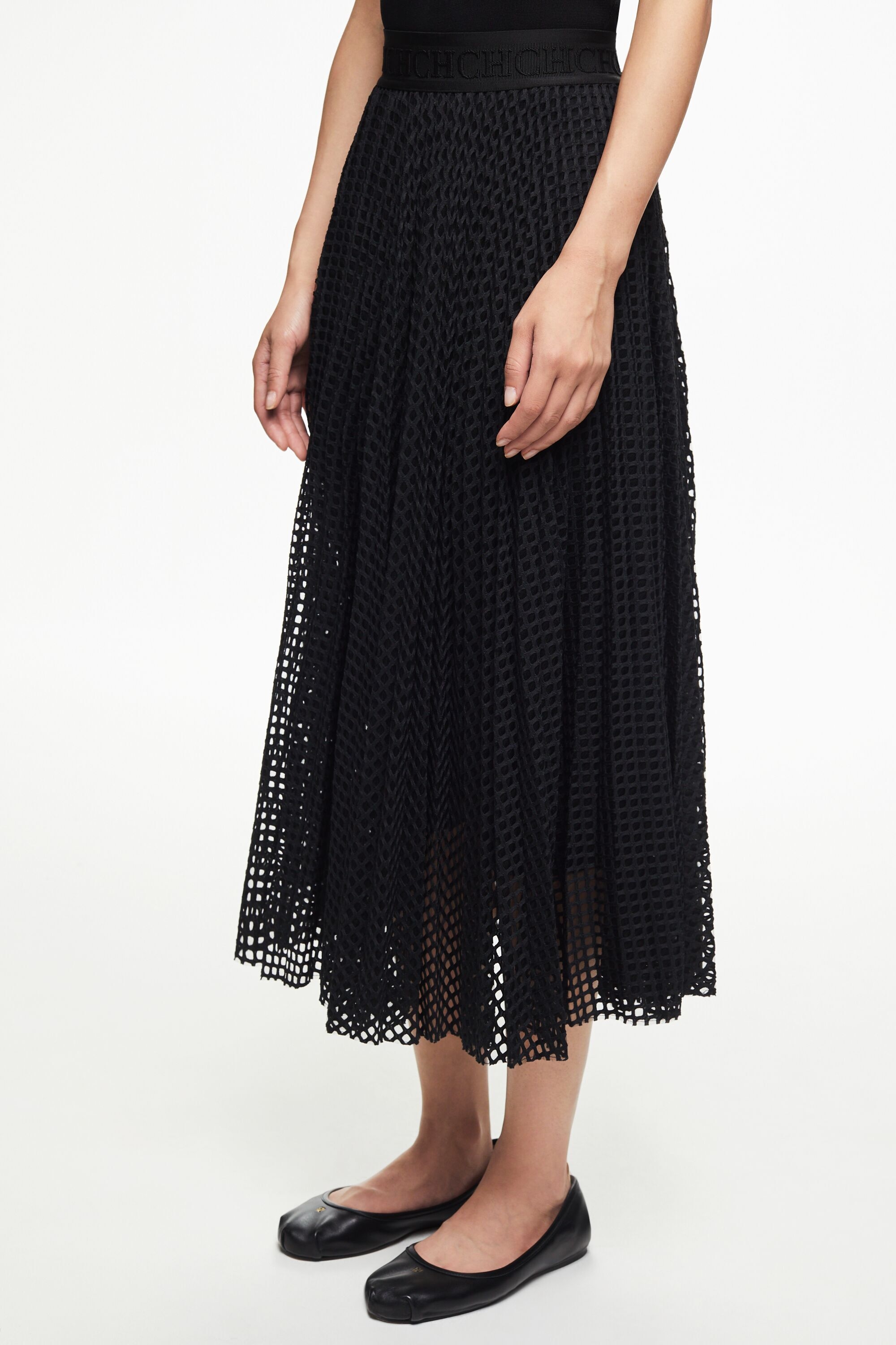 Net pleated skirt
