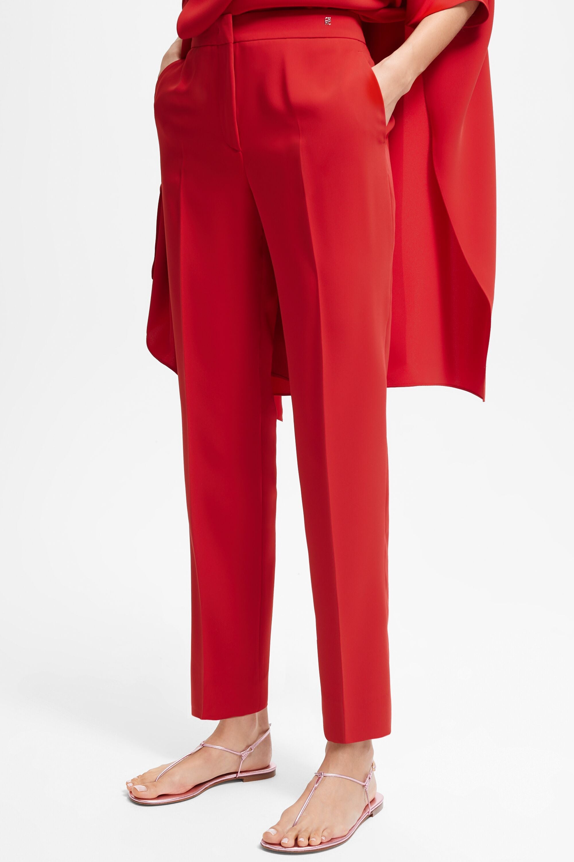 50s Irvine Tartan Cigarette Trousers in Red