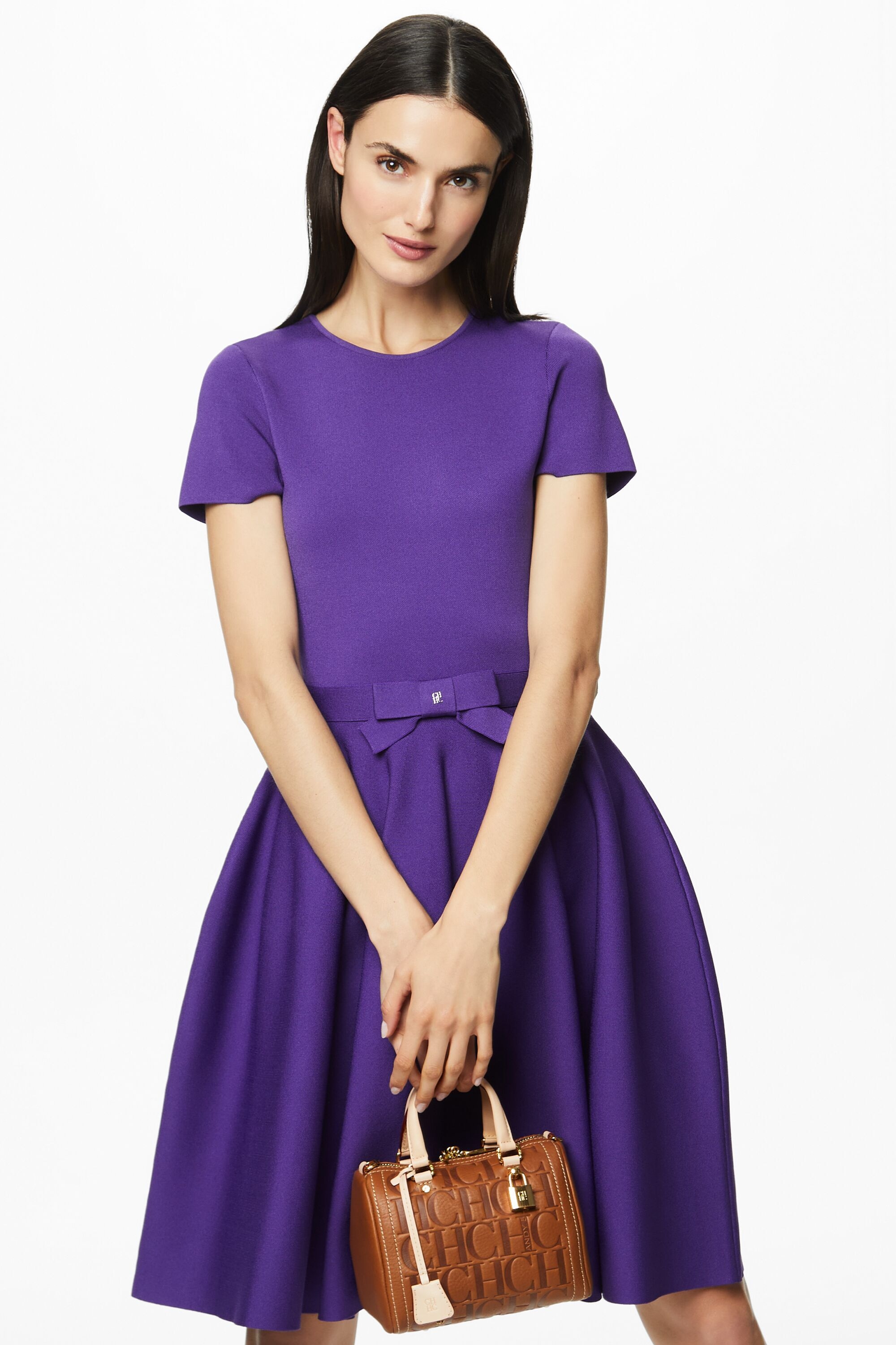 Vestido corto de punto jacquard