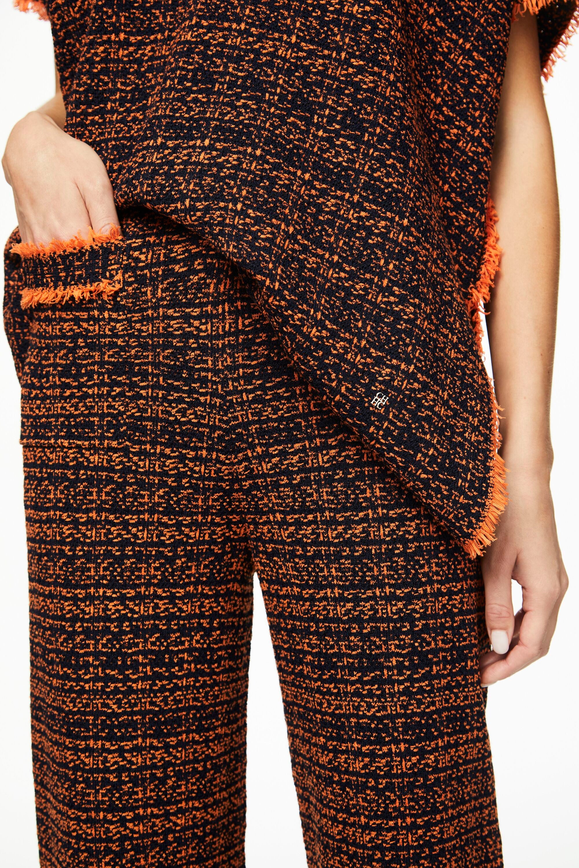 Frayed jacquard knit straight-leg pants navy/orange - CH Carolina