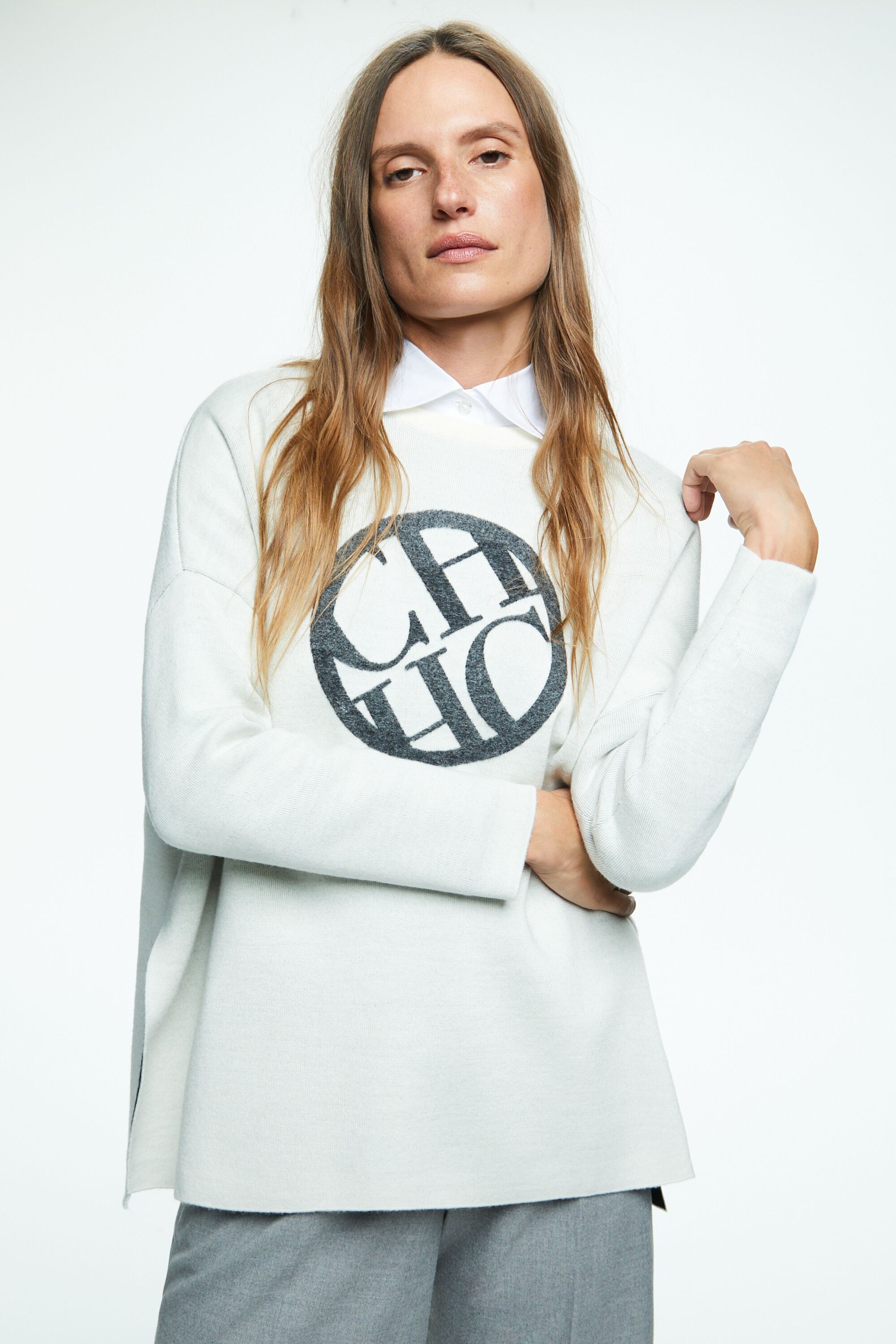 Merino wool poncho-style top