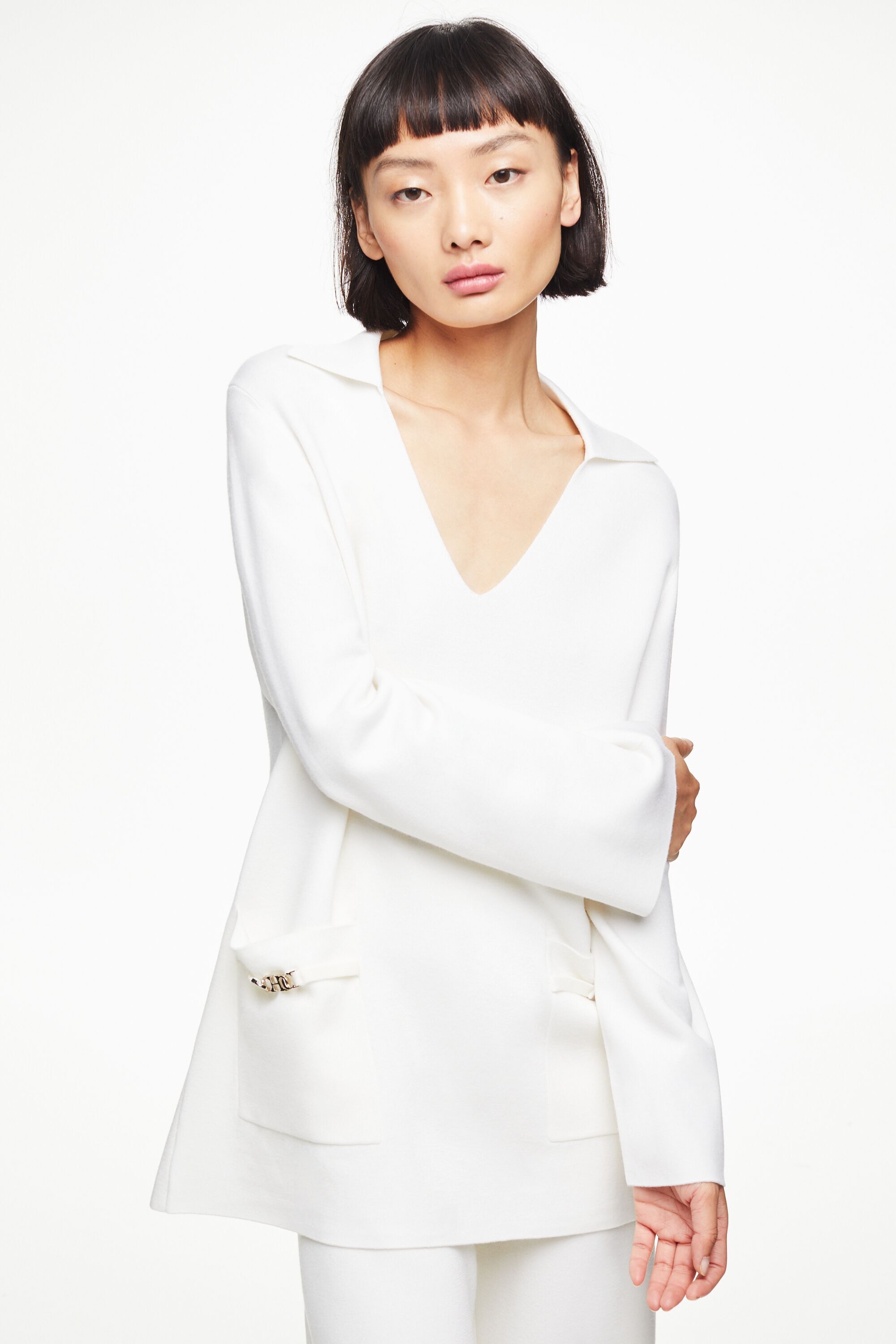 Double-faced straight-fit sweater