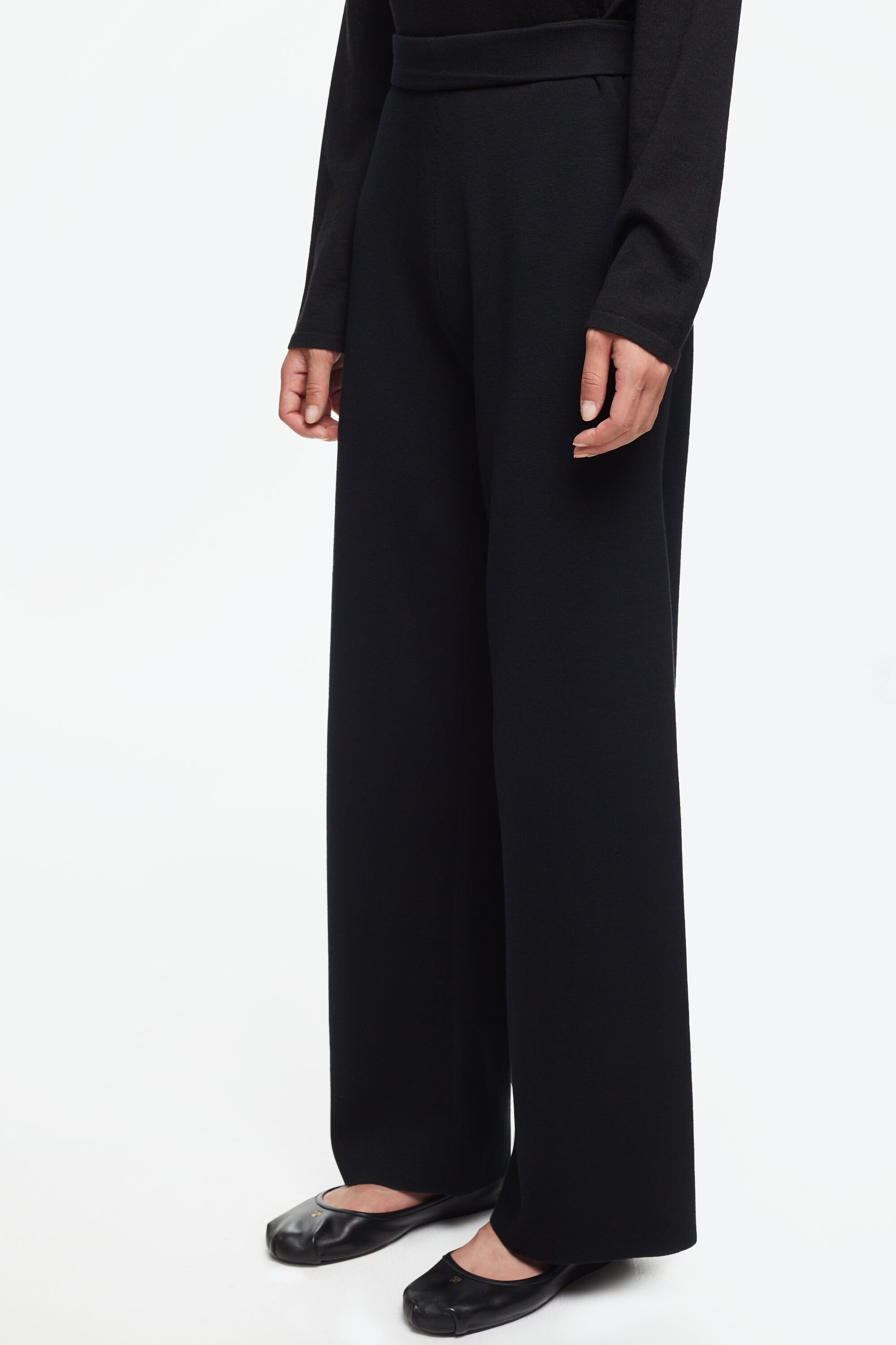 Double-faced knit straight-leg pants