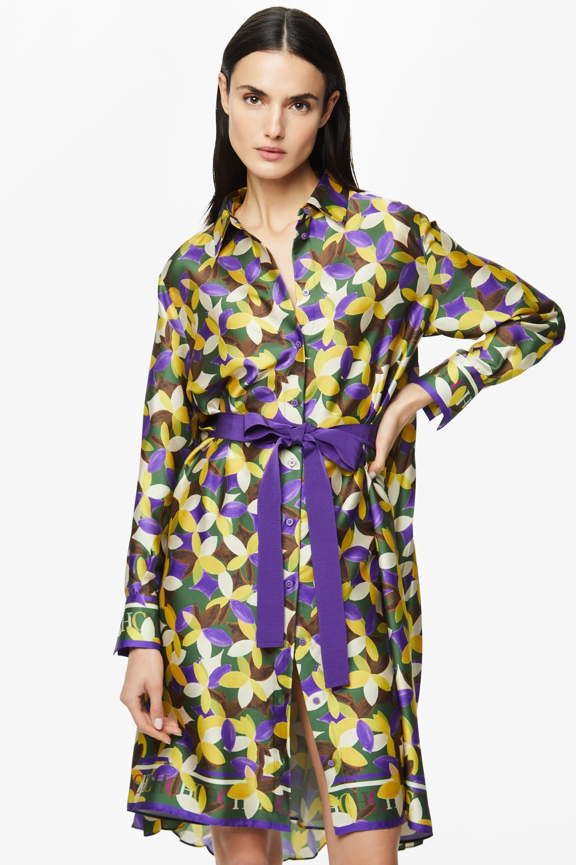 Printed twill A-line shirt dress multicolor - CH Carolina Herrera 