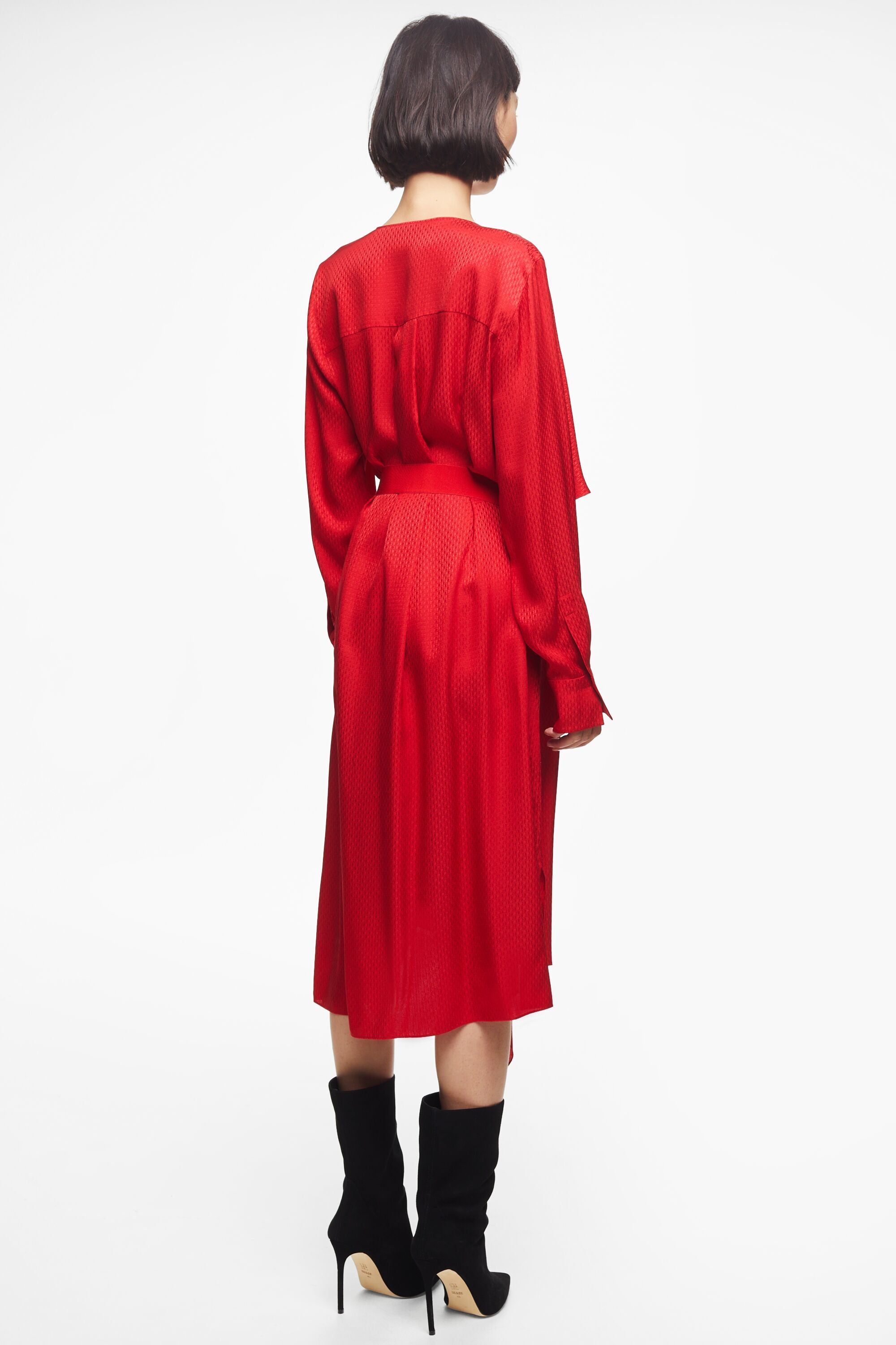 Silk jacquard A-line shirt dress red/black - CH Carolina Herrera United  States