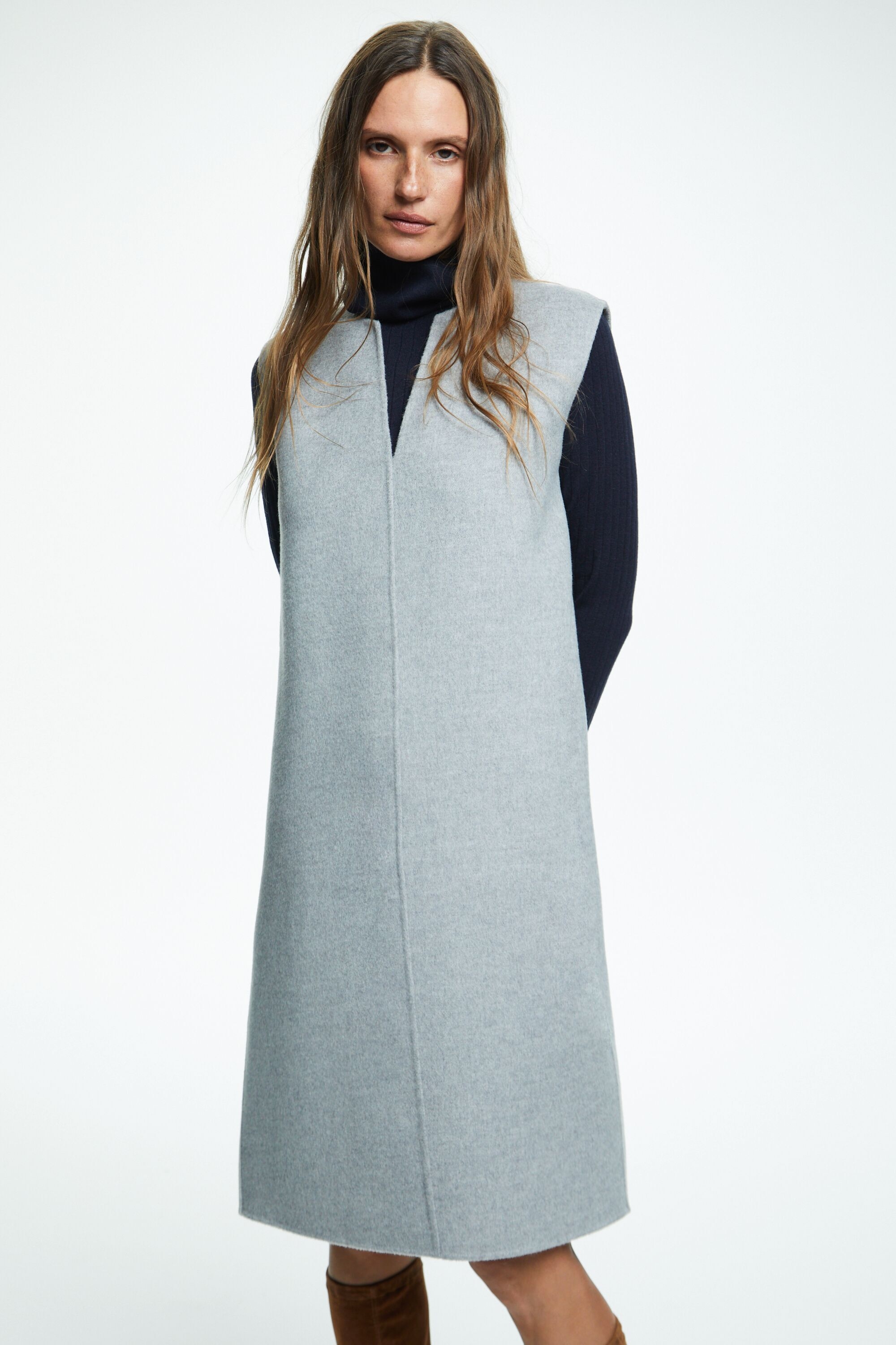 Double-faced wool cocoon dress