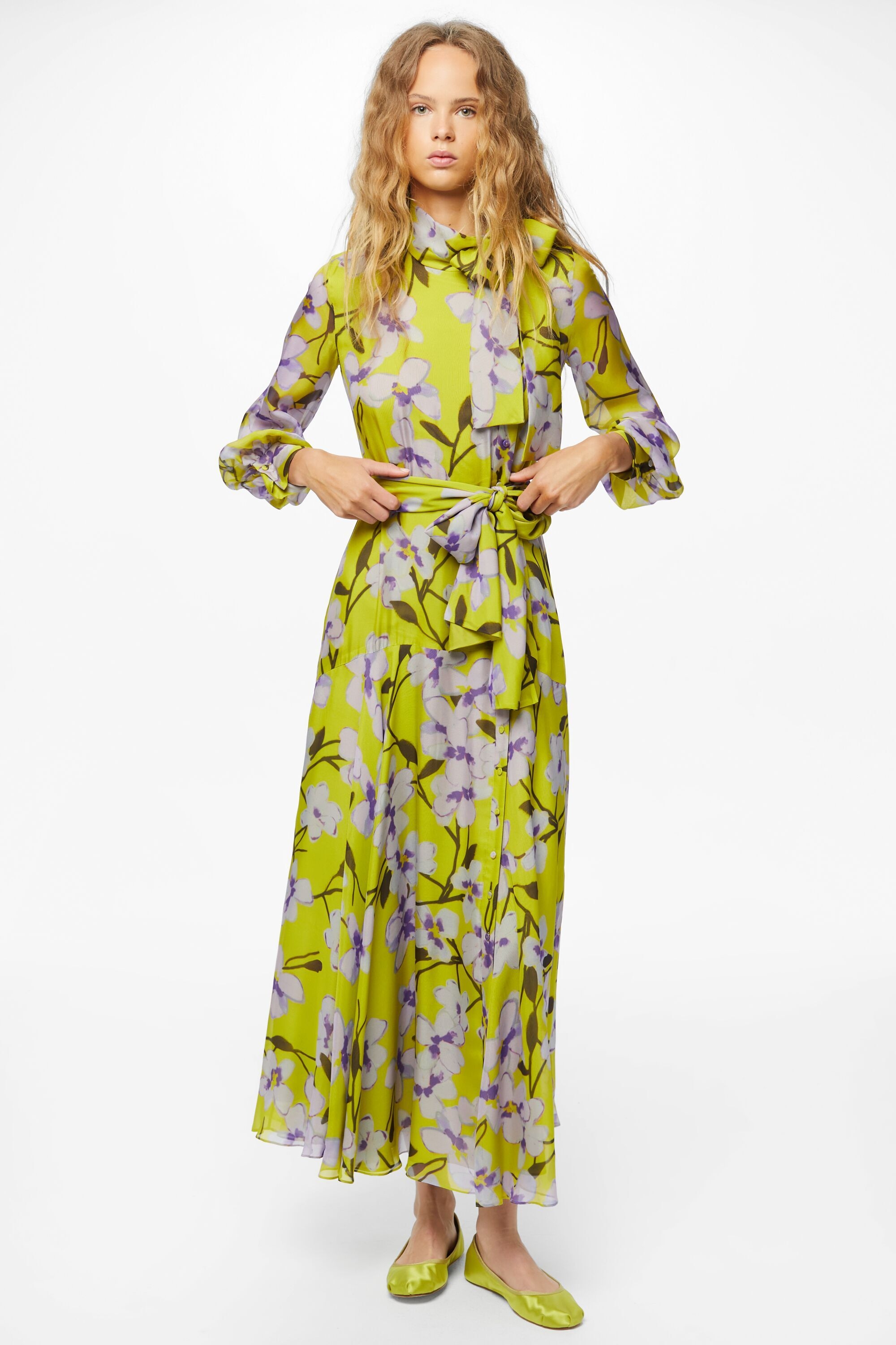 Printed silk chiffon shirt dress multicolor - CH Carolina Herrera ...