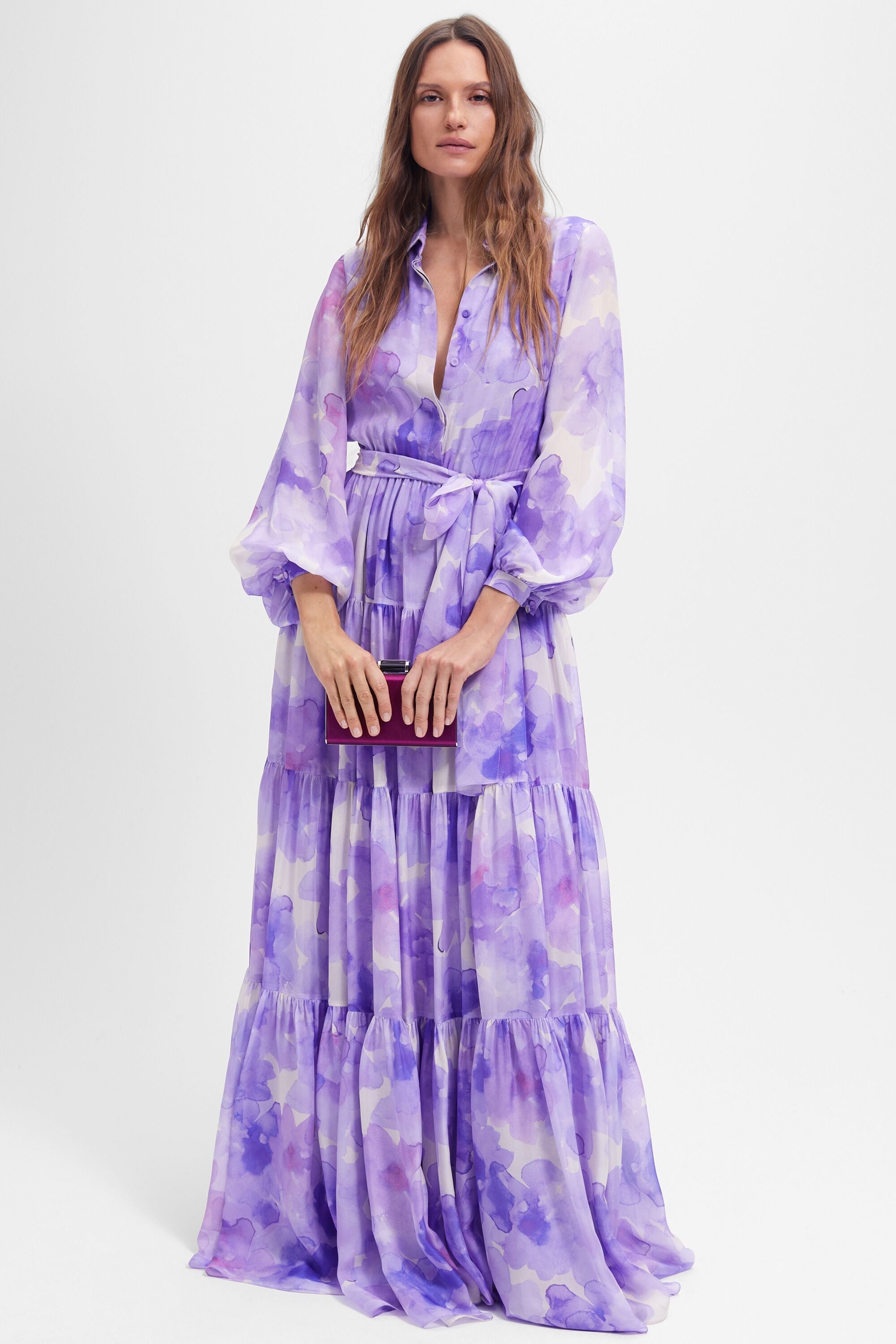 Printed silk outlet maxi dress