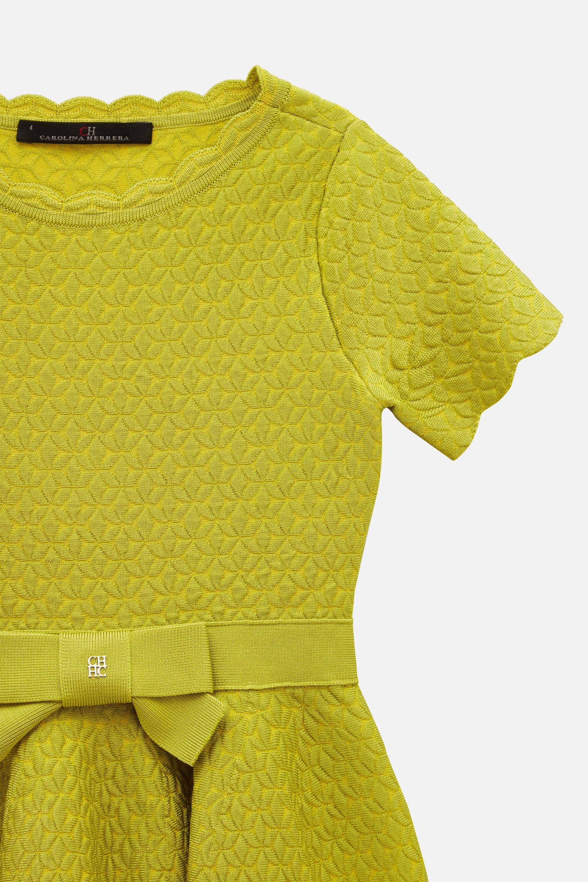 Bow-detailed jacquard knit dress lime - CH Carolina Herrera France