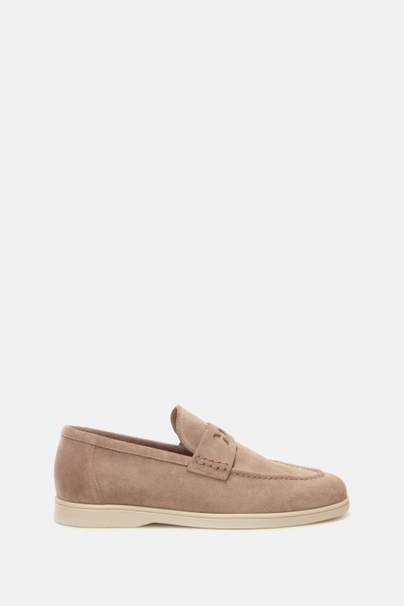 Doma Insignia Cut Out Suede Loafers - STONE