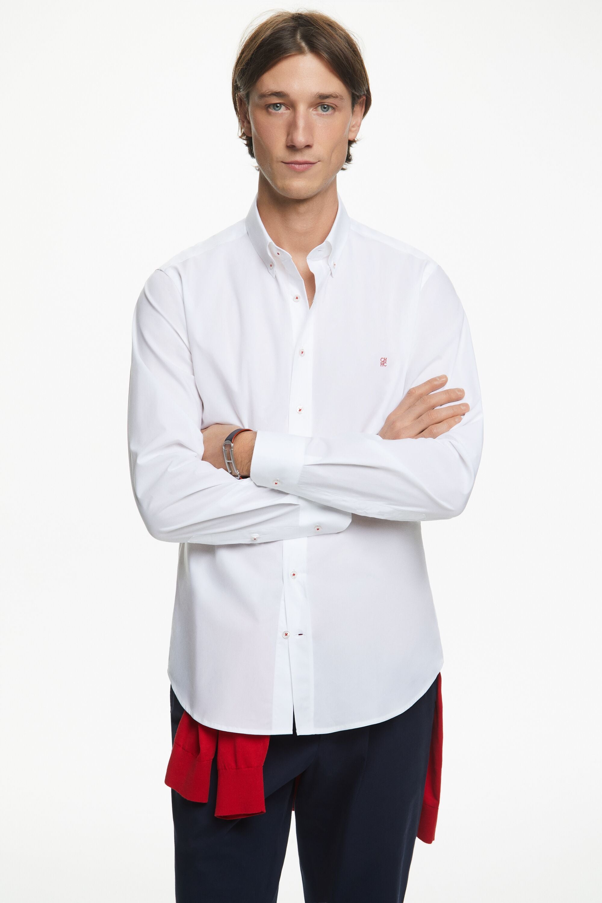 Camisa carolina 2025 herrera hombre blanca