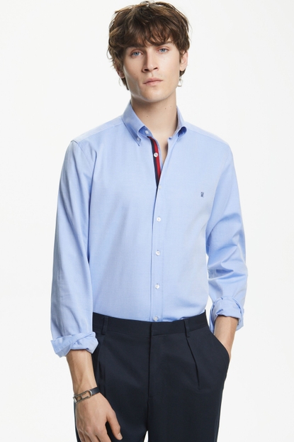 Twill shirt with grosgrain