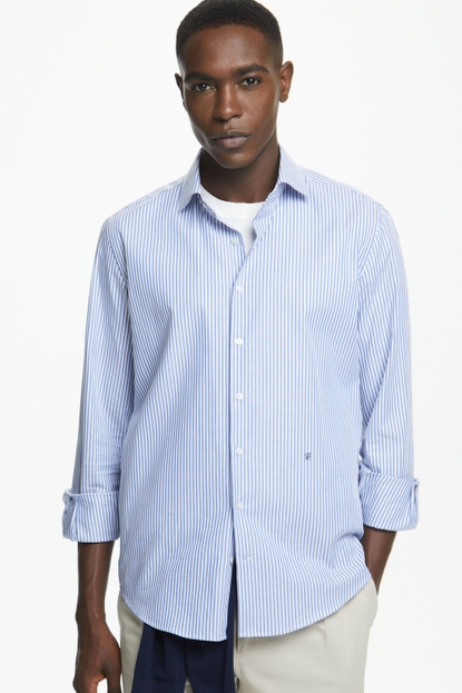 Striped Oxford shirt with spread collar