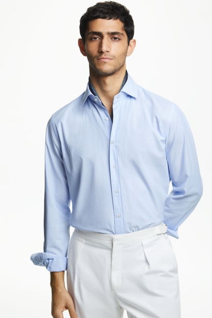 Striped pinpoint shirt with spread collar