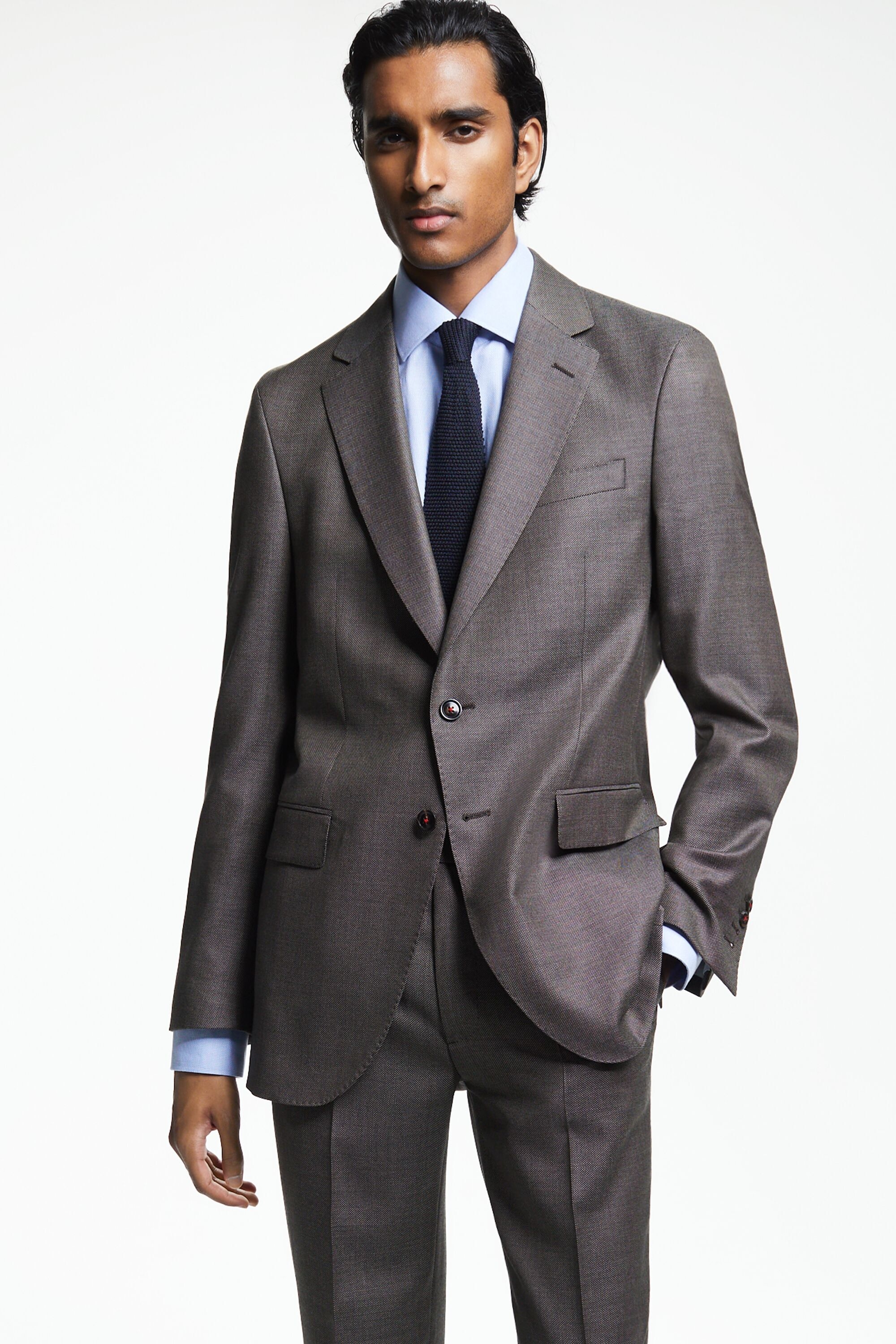 Wool bird's eye weave classic fit suit jacket