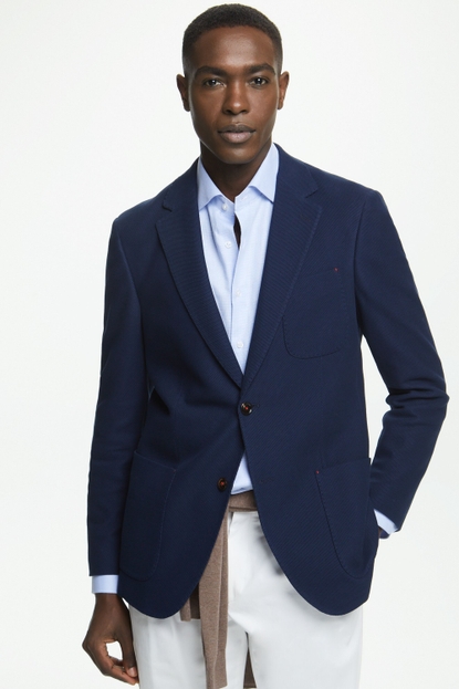 Relaxed fit structured cotton blazer