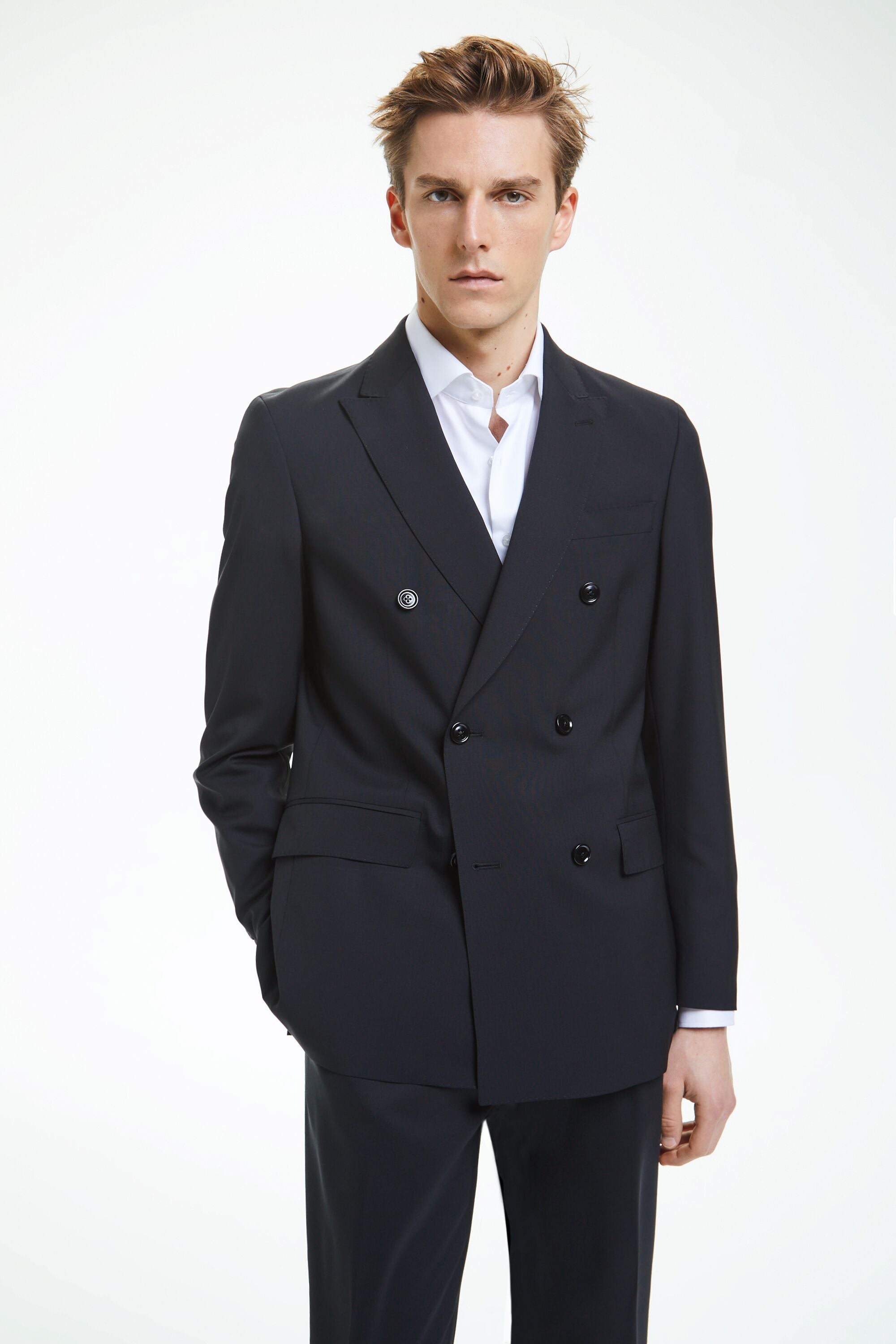 Double breasted black best sale suit jacket