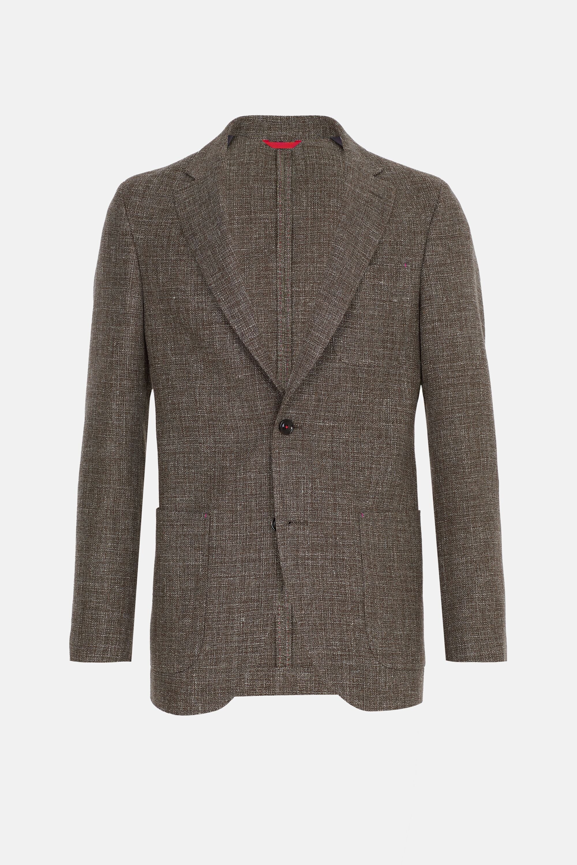 Mottled linen and wool relaxed fit blazer brown/ecru - CH Carolina 
