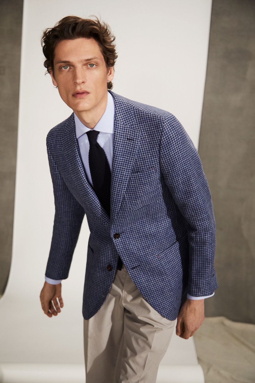Houndstooth linen and silk jacket