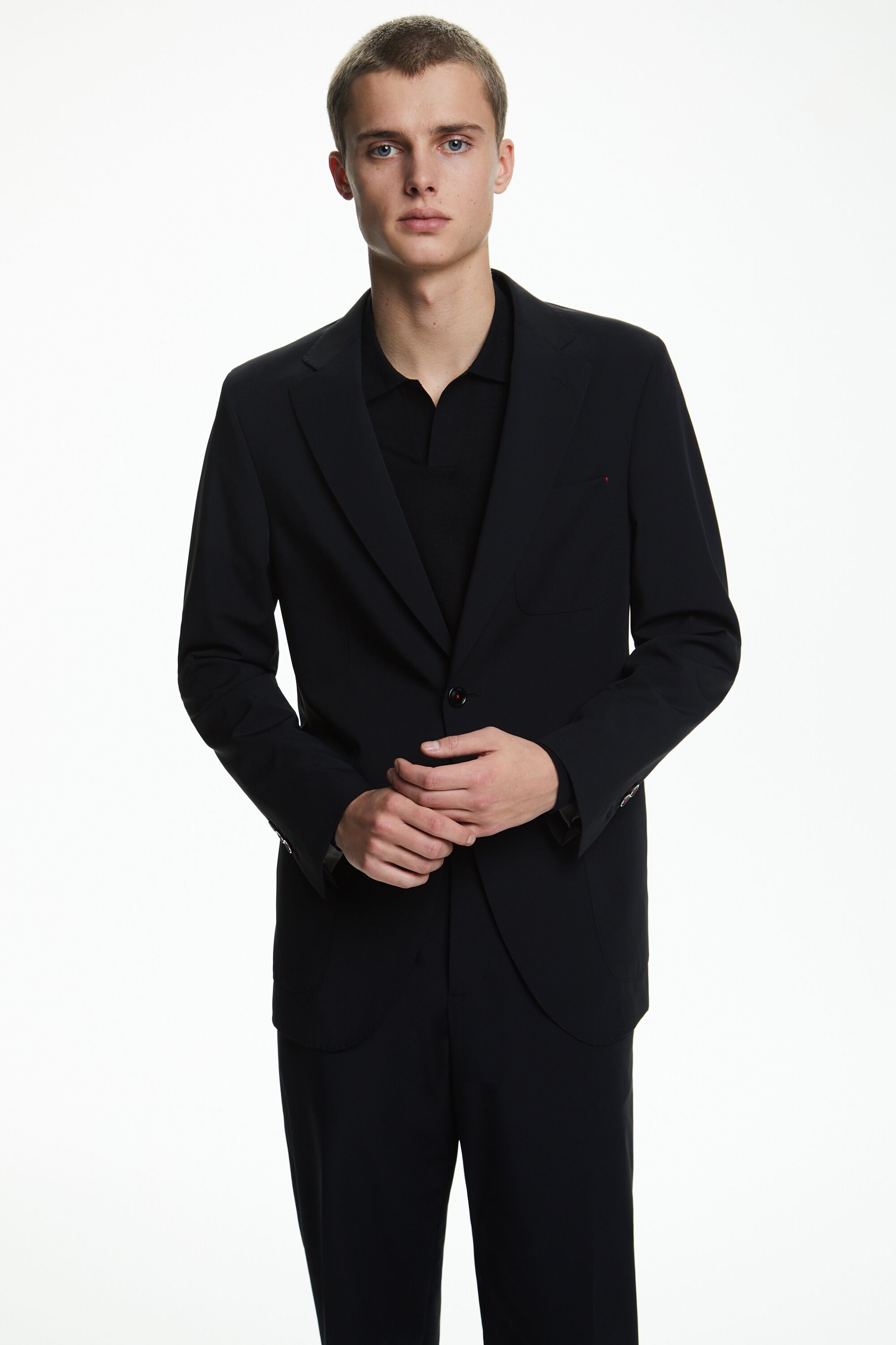 Technical nylon relaxed fit suit jacket