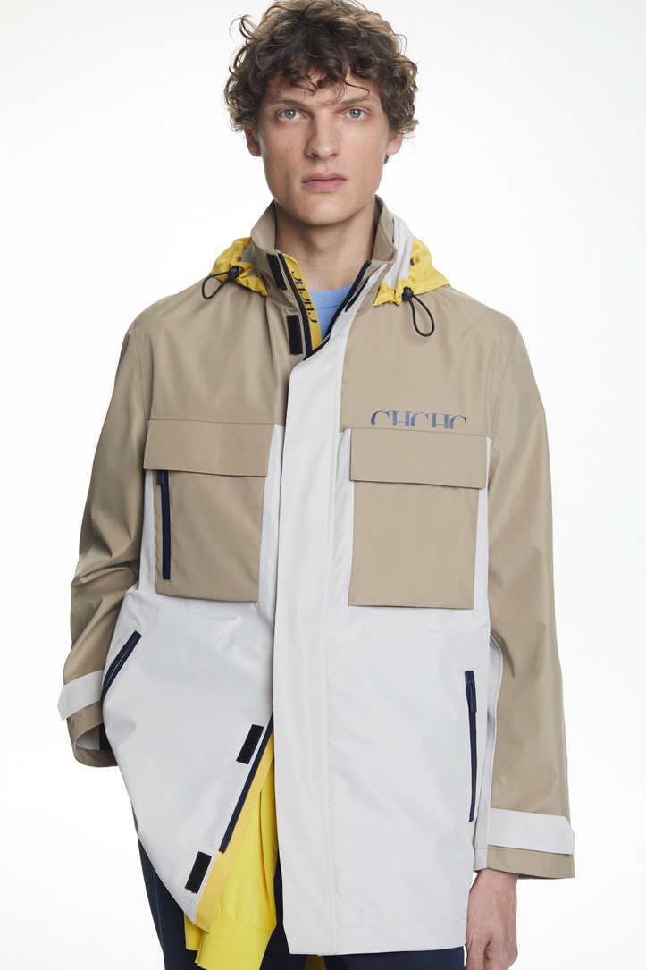 Technical nylon coat with taped seams