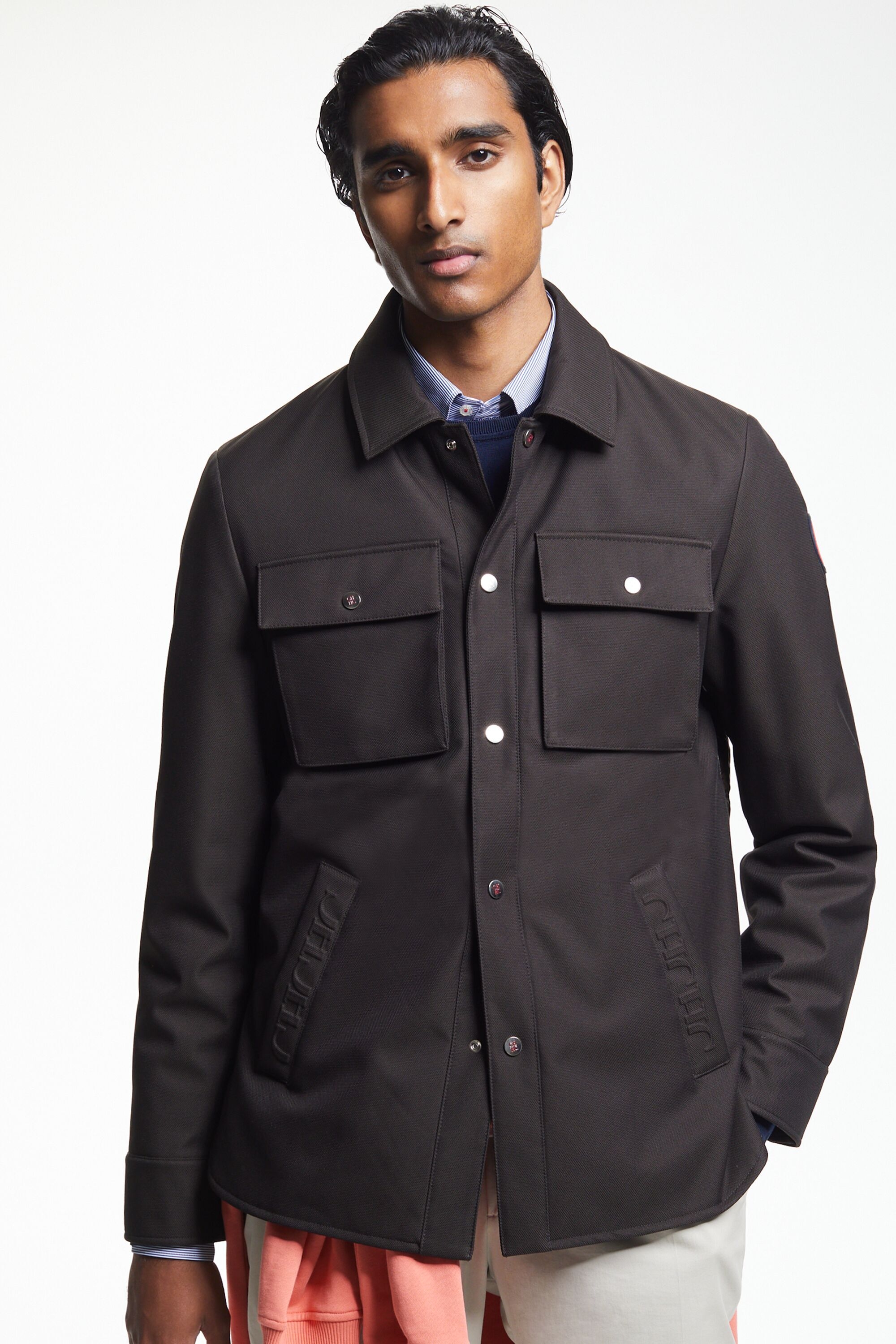 Technical structured and quilted nylon overshirt