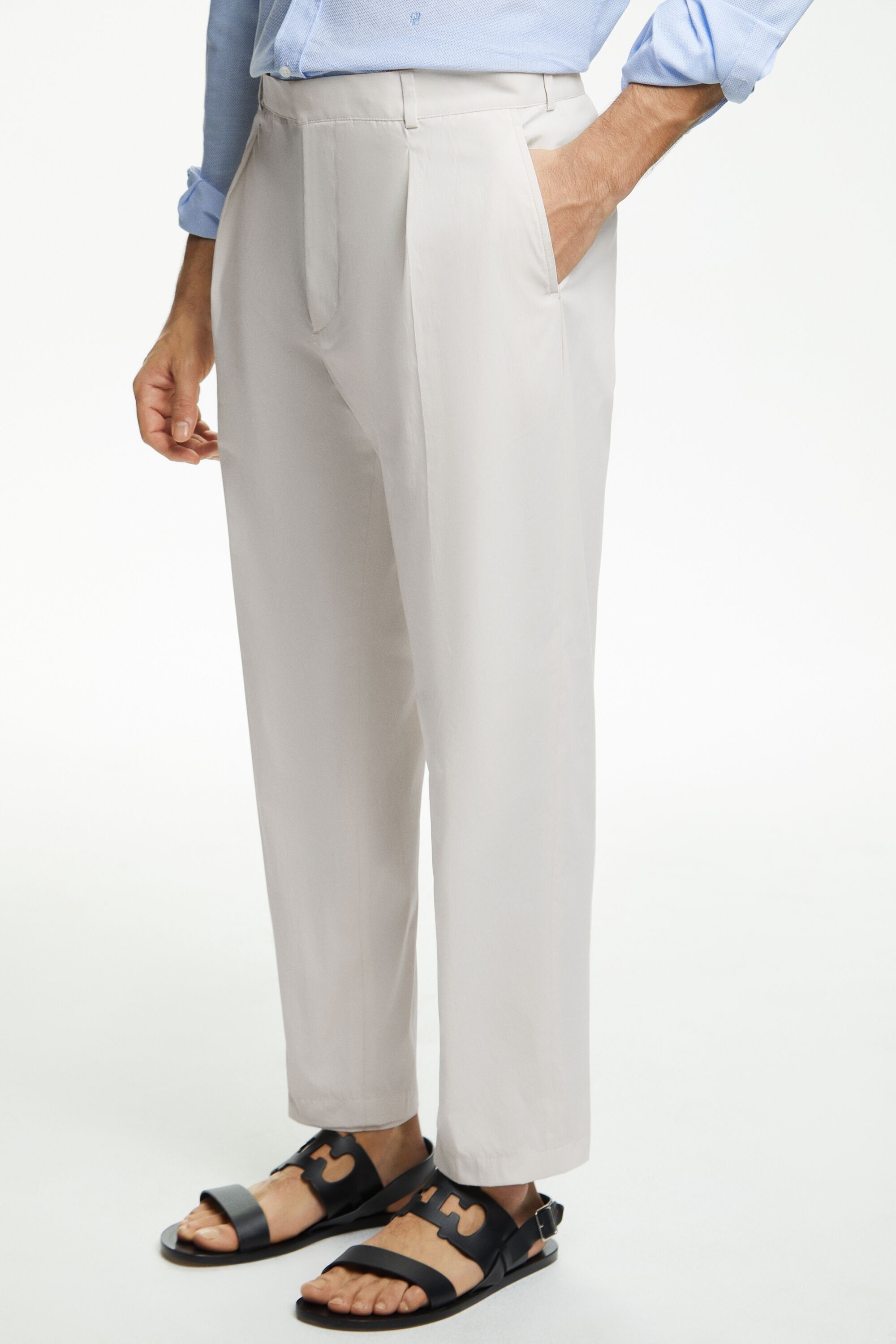 Technical poplin relaxed fit suit pants