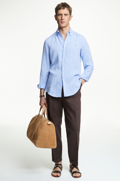 Linen and cotton relaxed fit pants