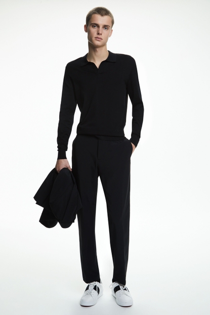 Nylon relaxed fit suit pants