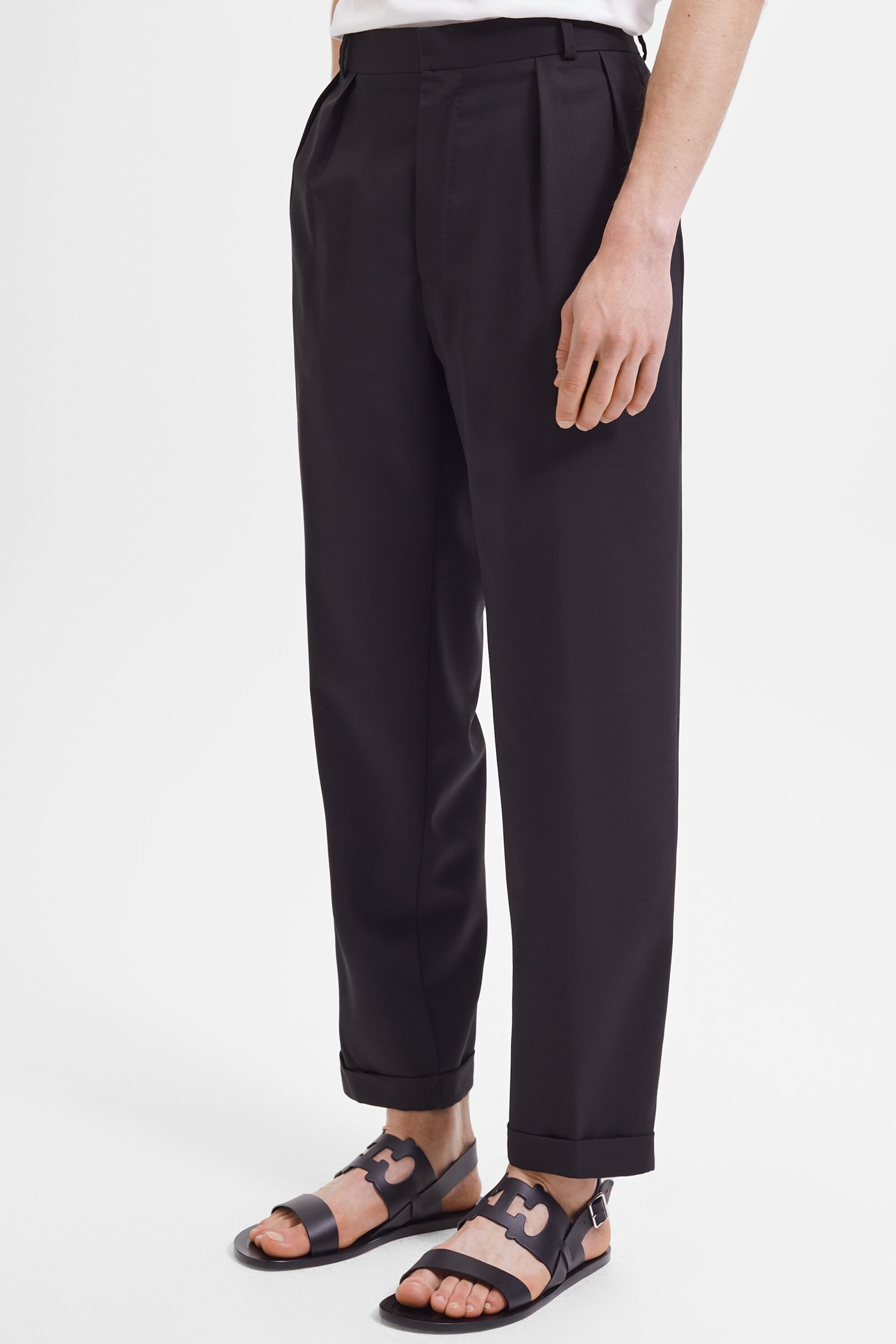 Wool twill relaxed fit pants