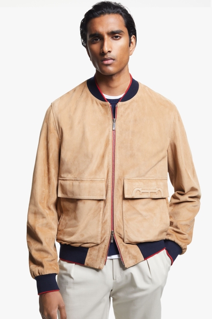Doma Insignia suede bomber jacket