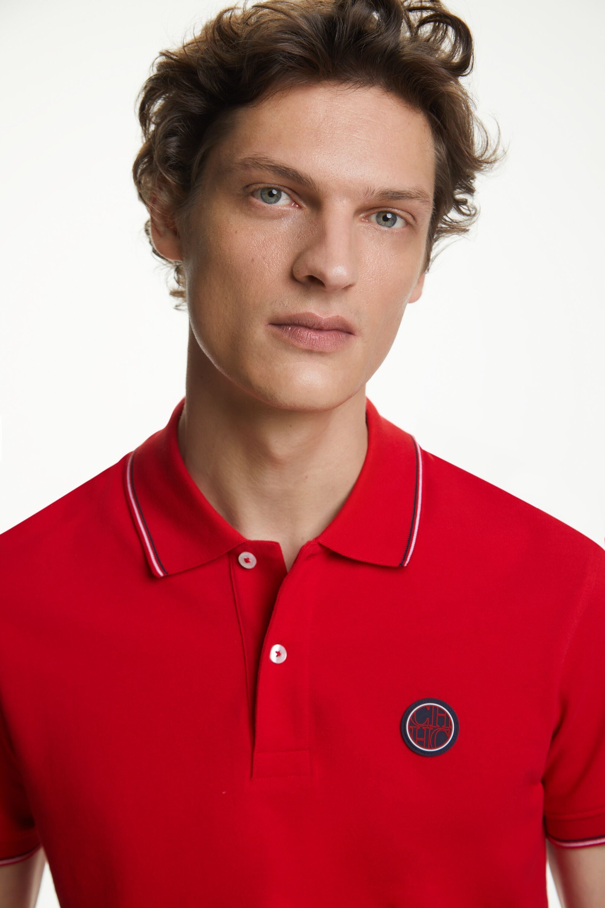 Polo de pique stretch rojo CH Carolina Herrera Chile