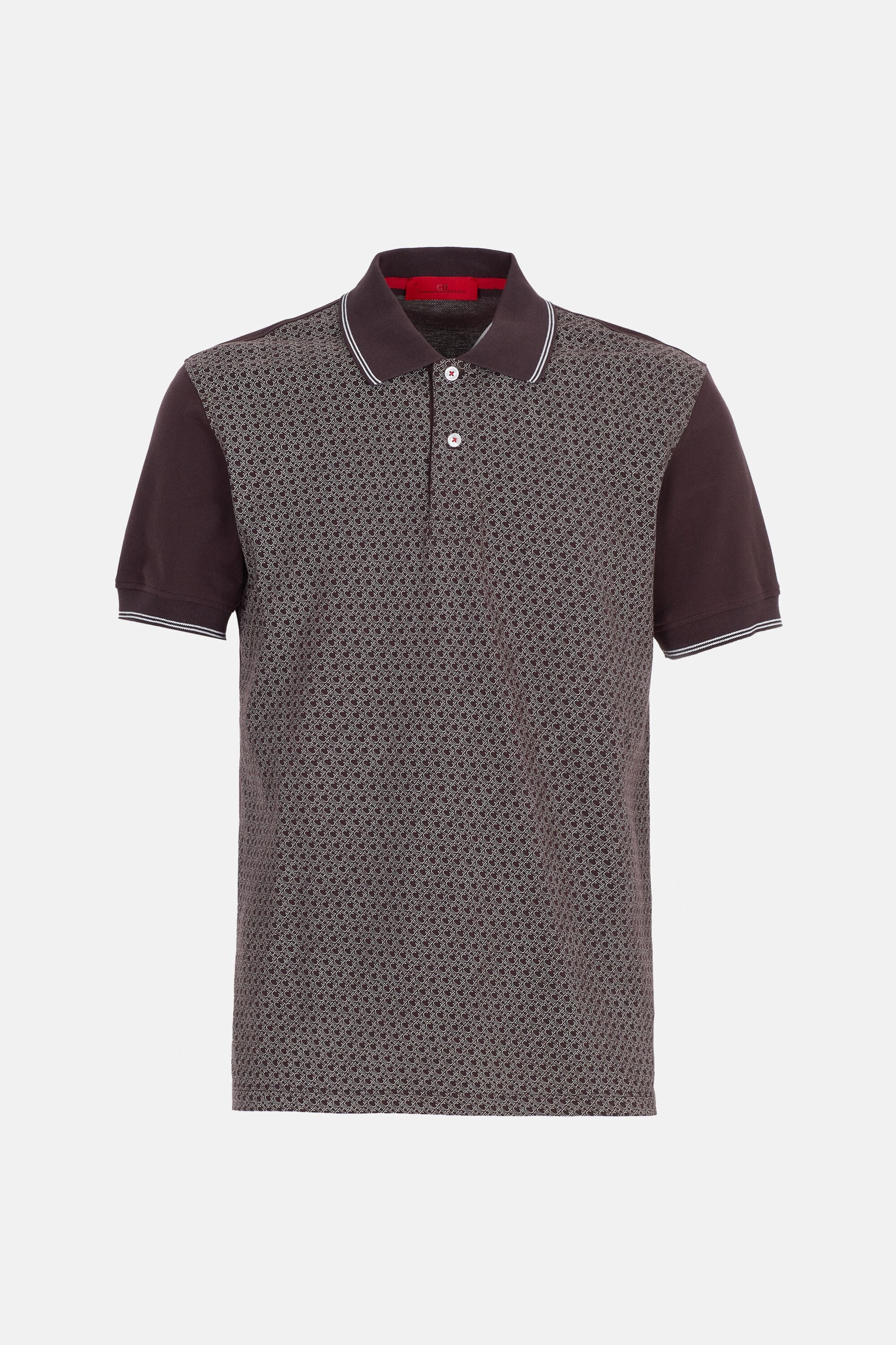 Polo de pique estampado Caracas marron CH Carolina Herrera Chile
