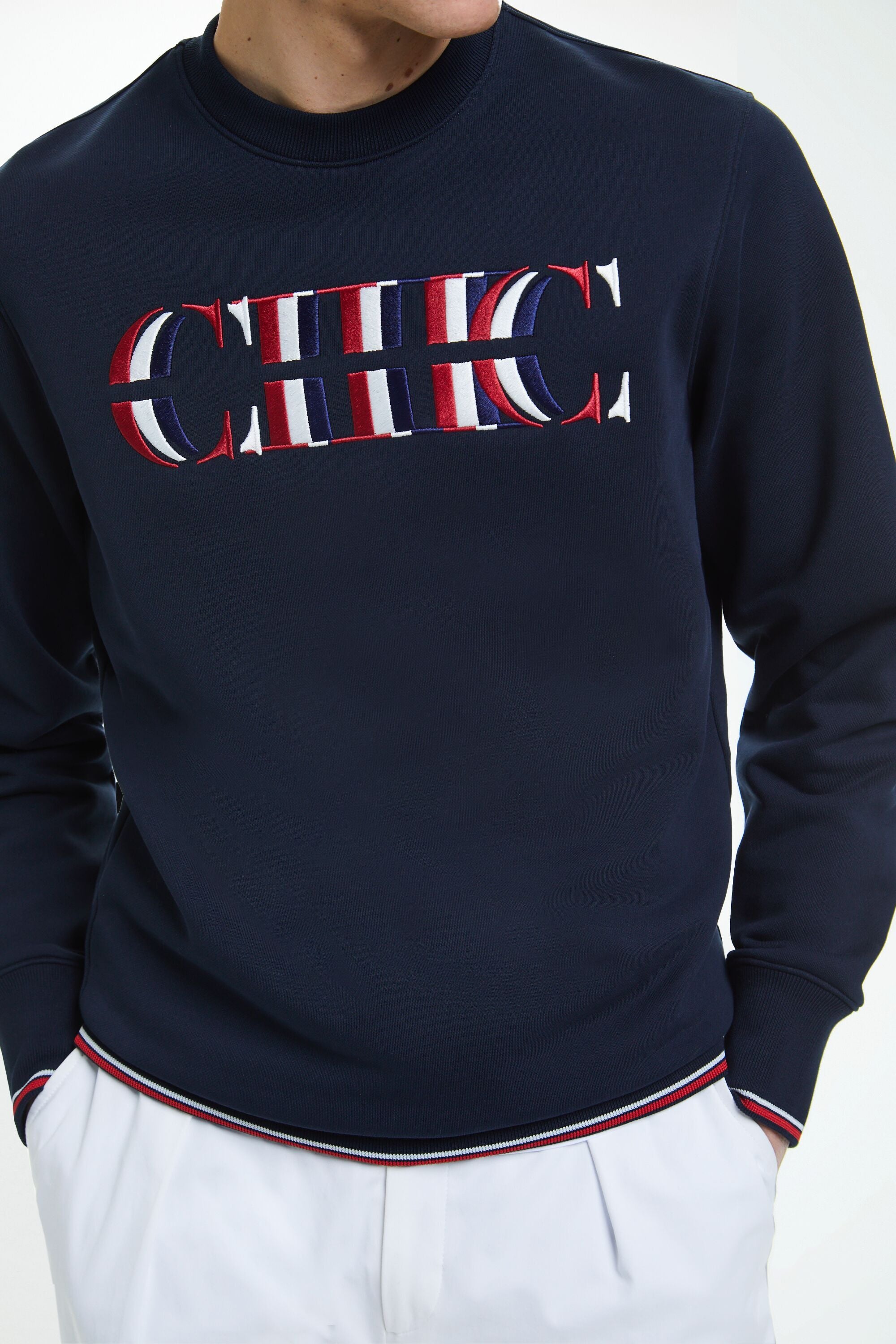 Sudadera bordado CH azul marino CH Carolina Herrera Mexico