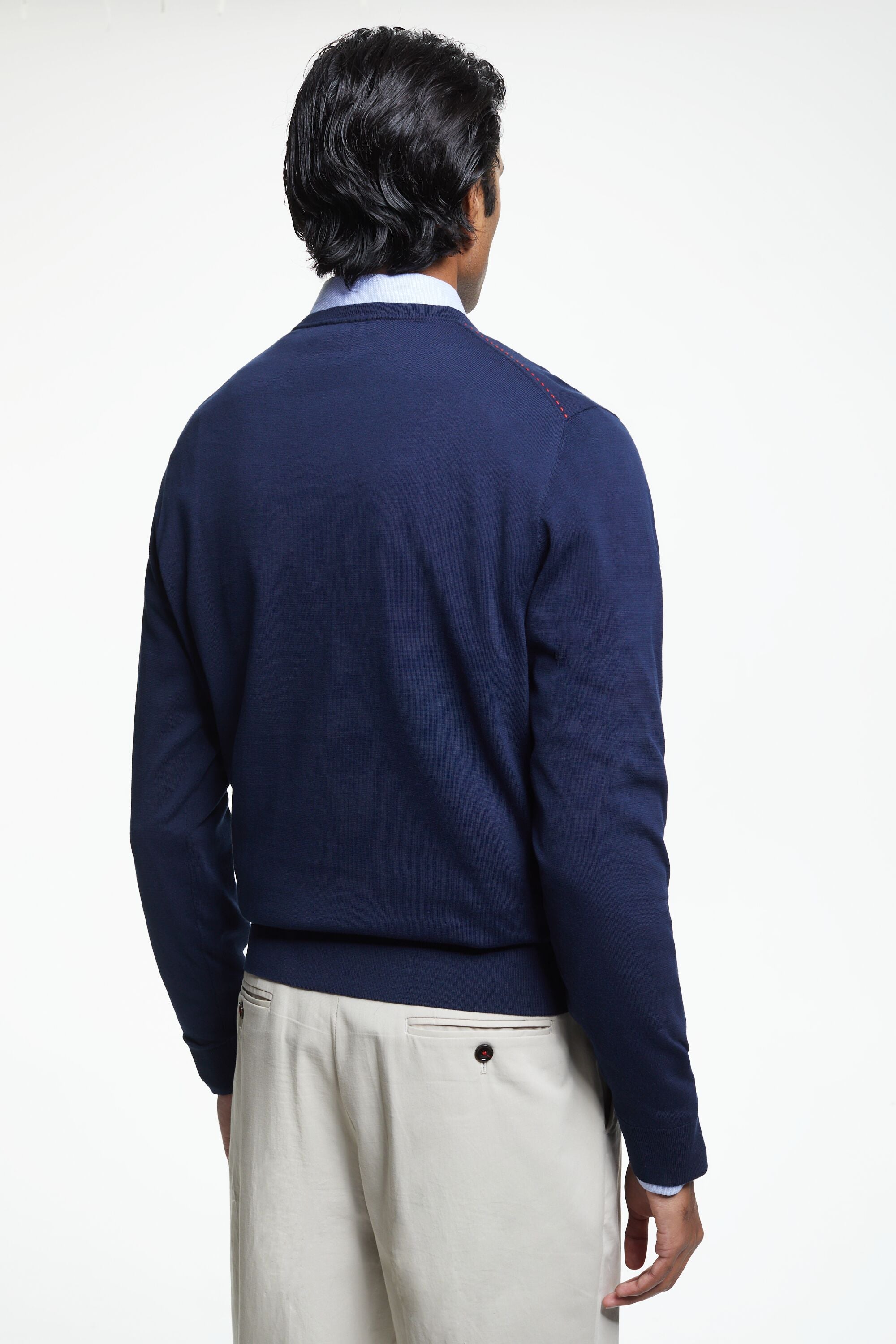 Gassed cotton V neck sweater navy CH Carolina Herrera United States