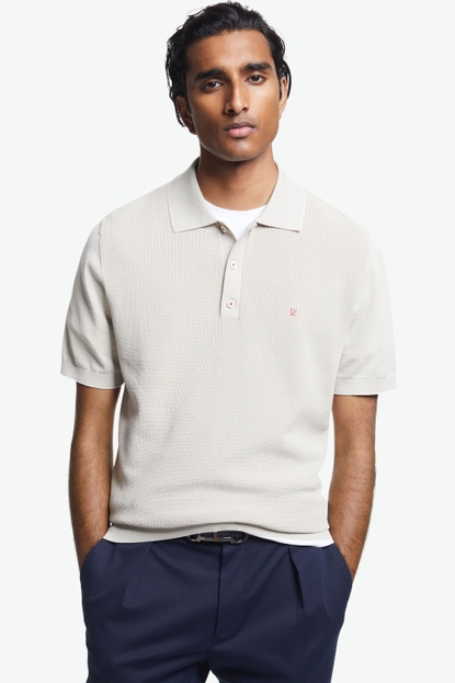 Structured gassed cotton polo shirt