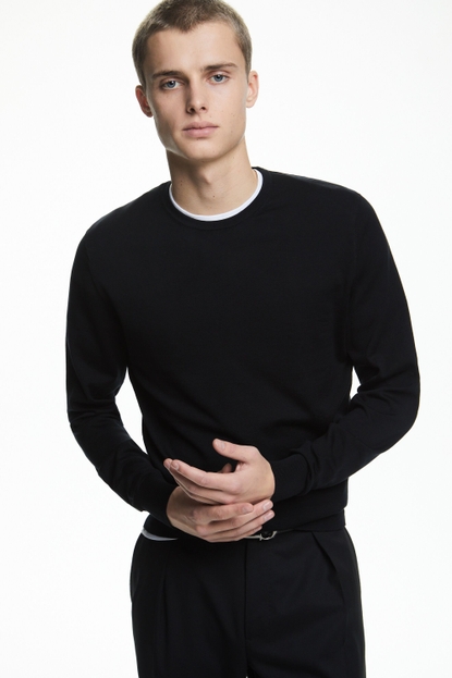Silk and cotton crew neck sweater